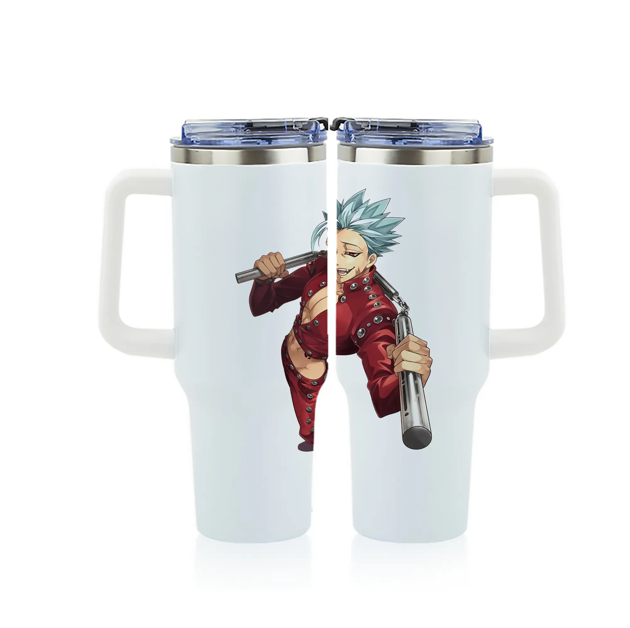 七つの大罪 グッズ バン - 1200mL フルプリント車用タンブラー ・ 304ステンレス 内側 ・ 201ステンレス 外側 ・ 保温 保冷 ・ 通勤 ドライブ アウトドア用