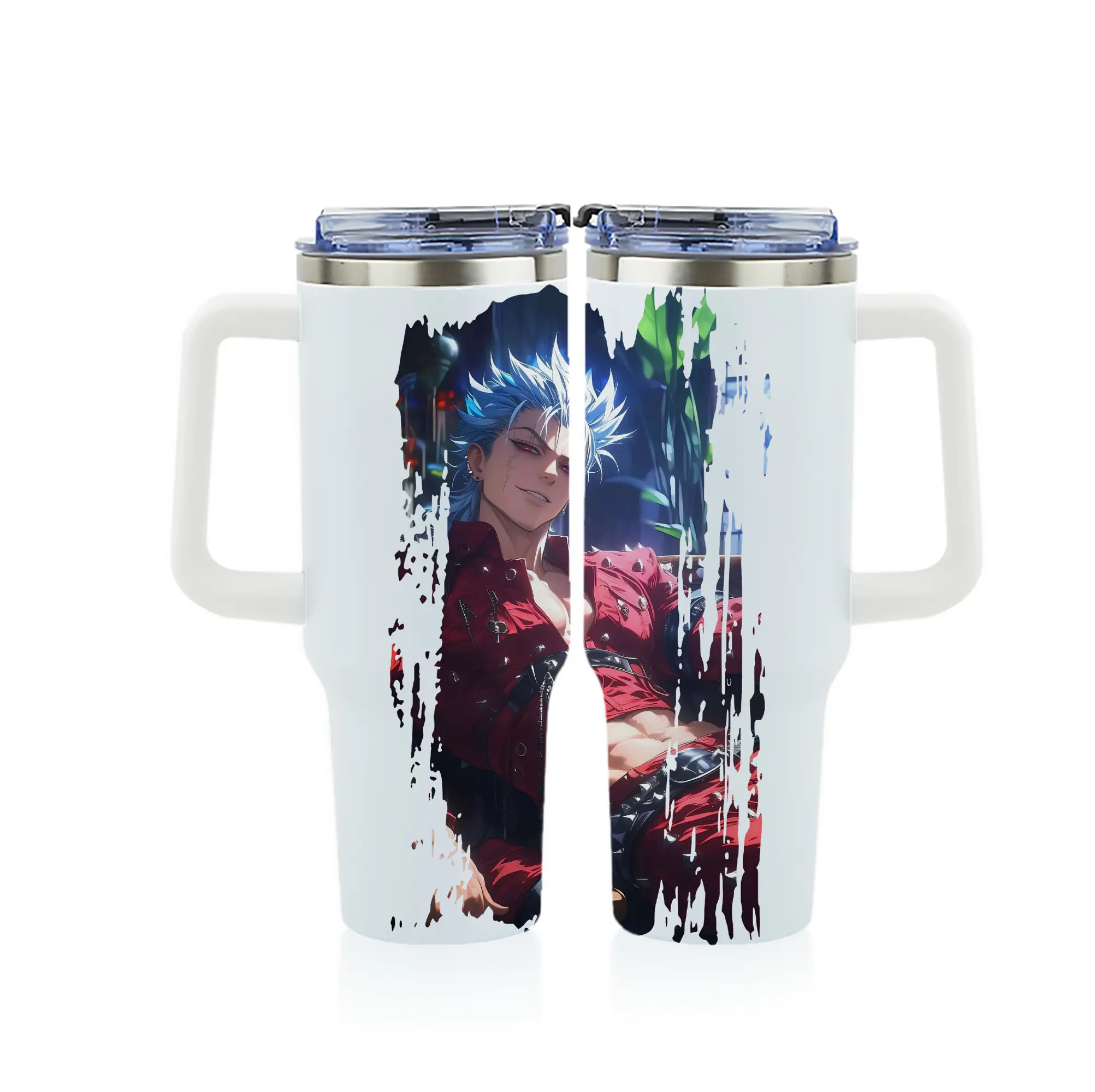 七つの大罪 グッズ バン - 1200mL フルプリント車用タンブラー ・ 304ステンレス 内側 ・ 201ステンレス 外側 ・ 保温 保冷 ・ 通勤 ドライブ アウトドア用