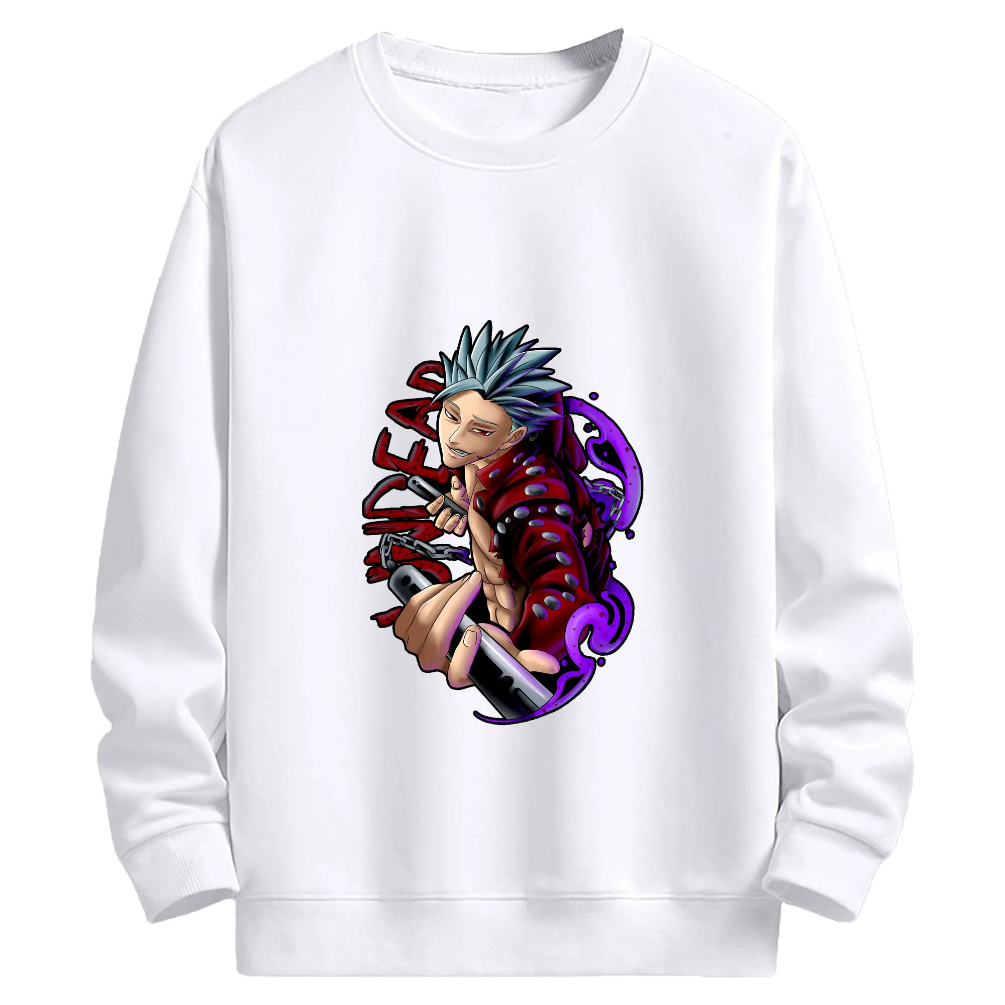 七つの大罪 グッズ バン - 高品質 クルーネック スウェット ・ コットン59％ ポリエステル41％ ・ ユニセックス 長袖 トレーナー ・ カジュアル デイリー スポーツ 散歩用