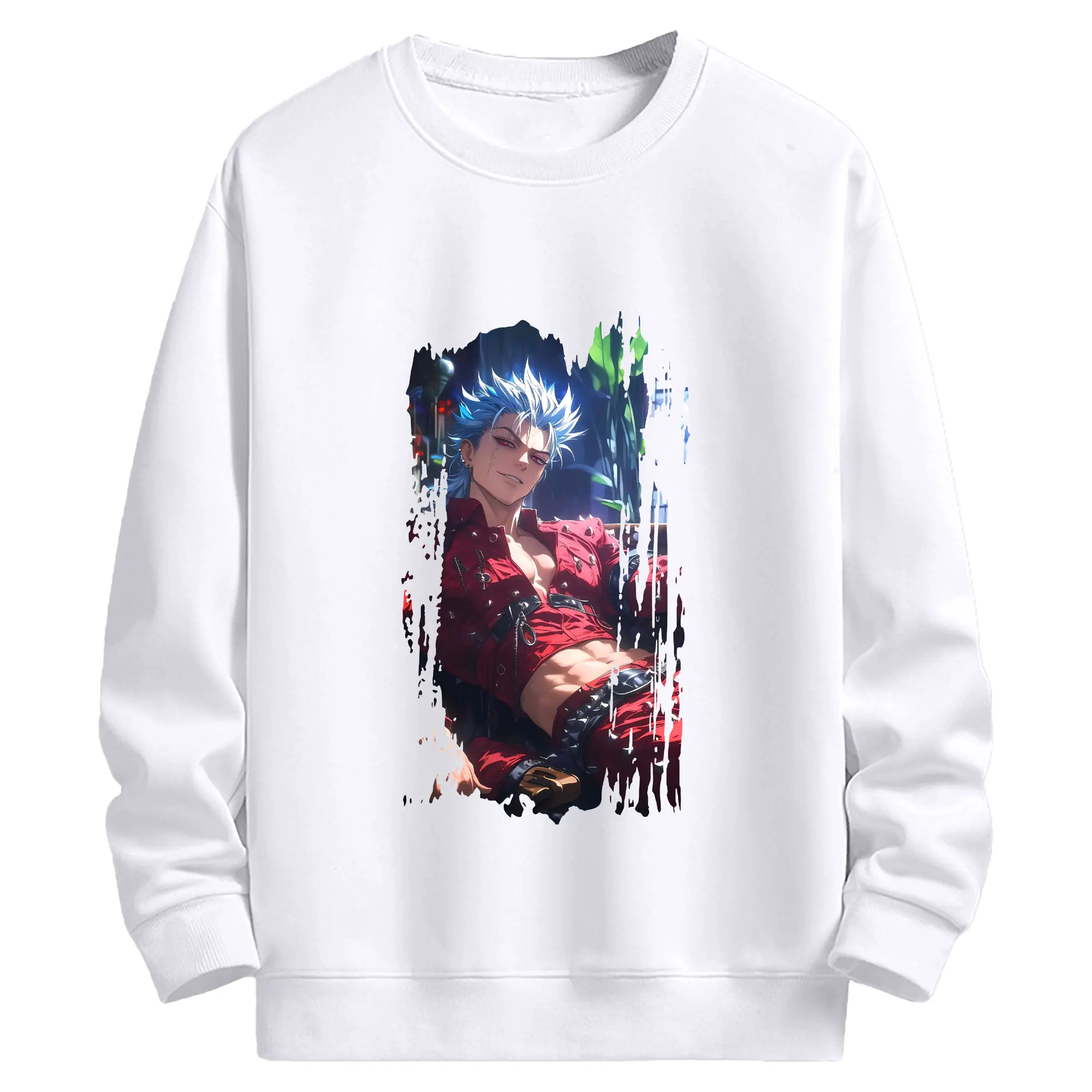 七つの大罪 グッズ バン - 高品質 クルーネック スウェット ・ コットン59％ ポリエステル41％ ・ ユニセックス 長袖 トレーナー ・ カジュアル デイリー スポーツ 散歩用