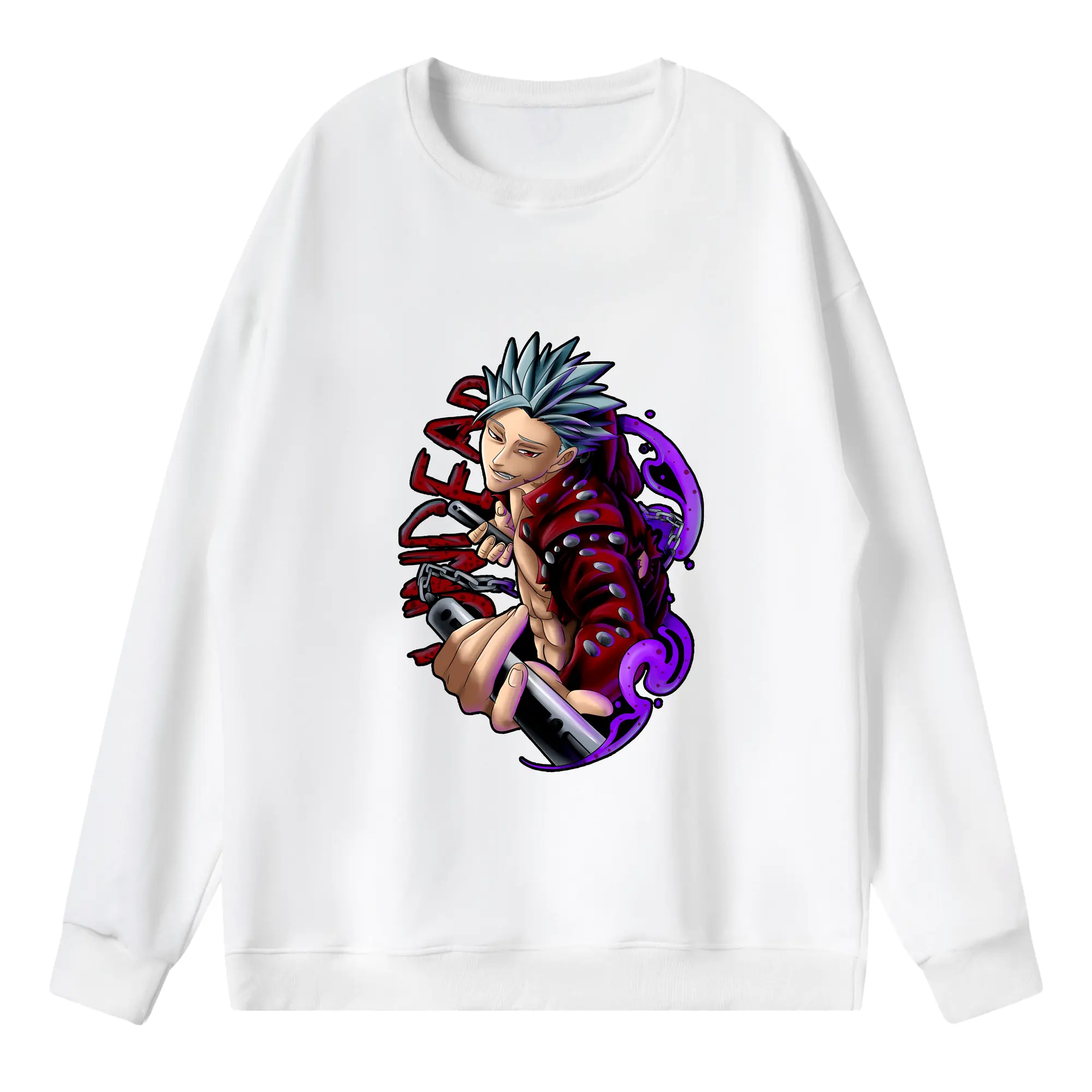 七つの大罪 グッズ バン - 薄手 クルーネック スウェット 裏毛260g · ポリエステル 春秋向け カジュアル 男女兼用 · トレーナー デイリー スポーツ 散歩に最適