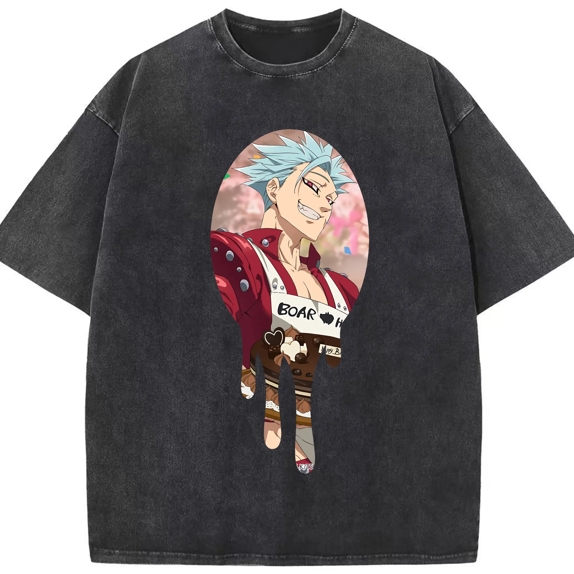 七つの大罪 グッズ バン - 綿100％ ヴィンテージ風 半袖Tシャツ ・ フロントプリント ・ 柔らか肌触り ・ 通気性 快適 ・ スポーツ カジュアル 外出用