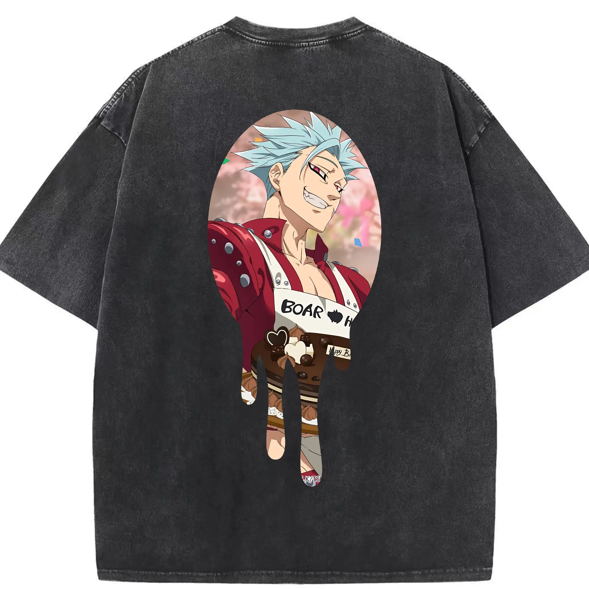 七つの大罪 グッズ バン - 綿100％ ヴィンテージ風 半袖Tシャツ ・ 背面プリント ・ 柔らか肌触り ・ 通気性 快適 ・ スポーツ カジュアル 外出用