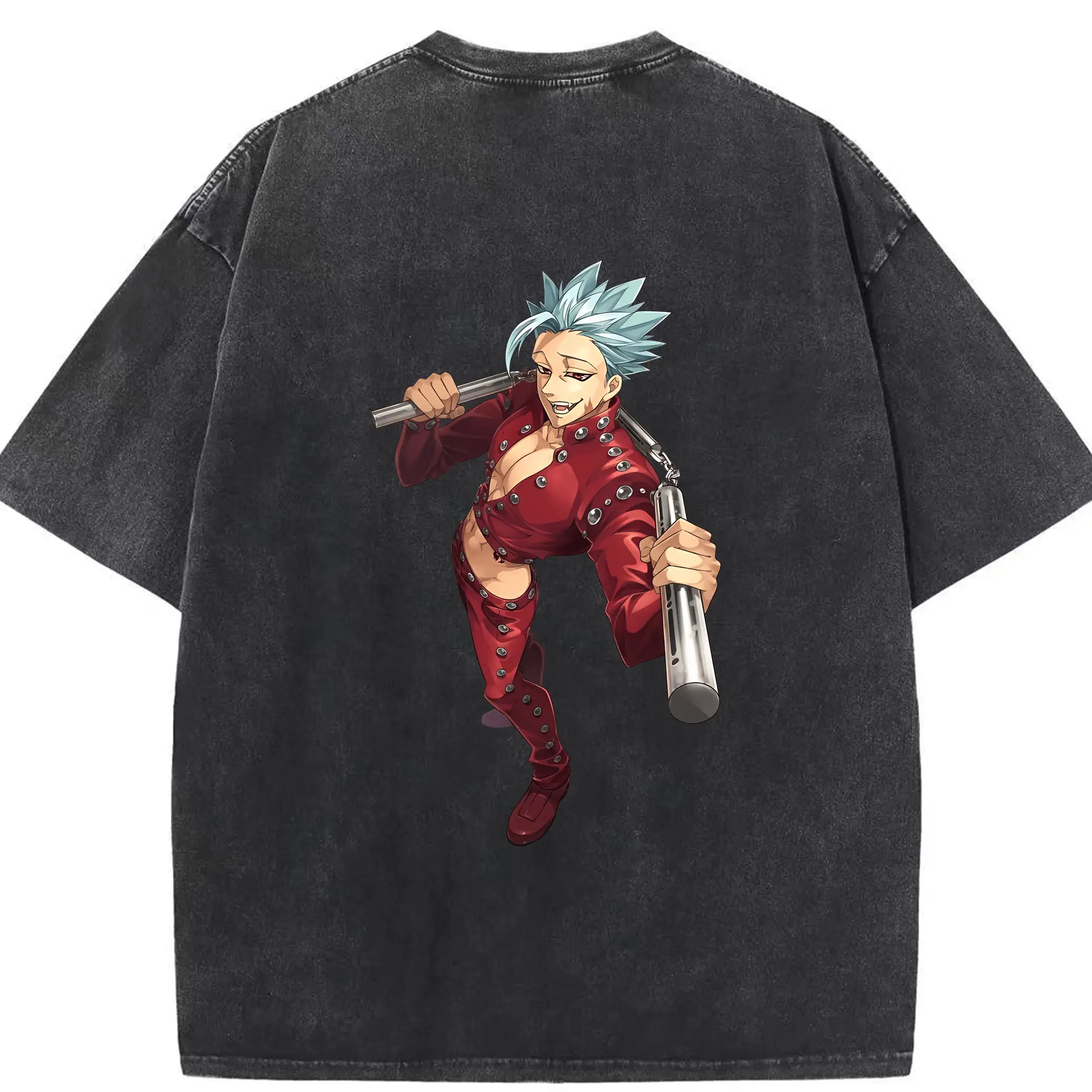 七つの大罪 グッズ バン - 綿100％ ヴィンテージ風 半袖Tシャツ ・ 背面プリント ・ 柔らか肌触り ・ 通気性 快適 ・ スポーツ カジュアル 外出用