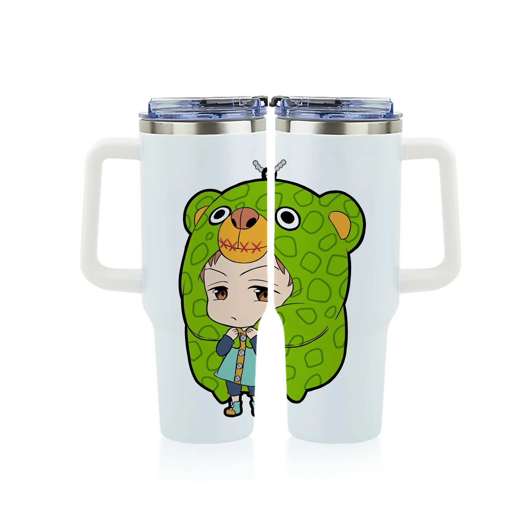 七つの大罪 グッズ キング - 1200mL フルプリント車用タンブラー ・ 304ステンレス 内側 ・ 201ステンレス 外側 ・ 保温 保冷 ・ 通勤 ドライブ アウトドア用