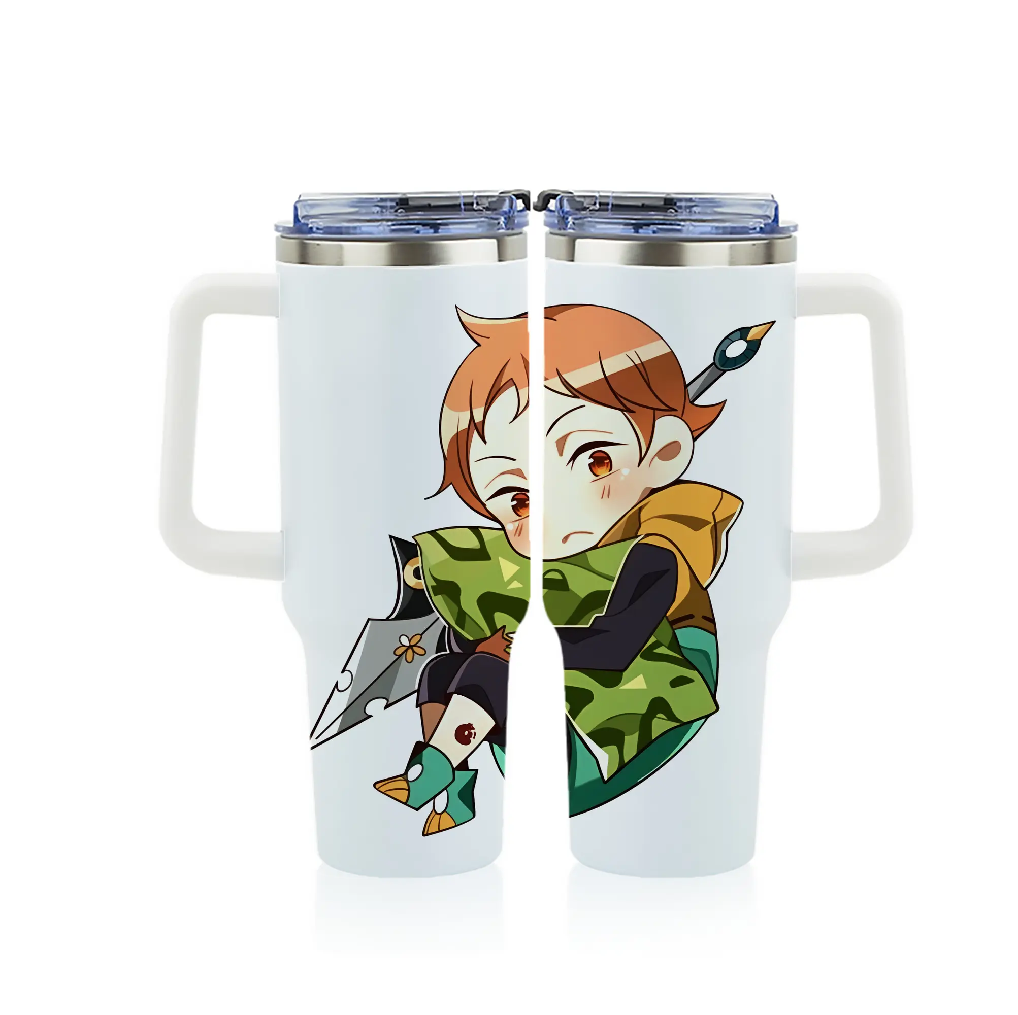 七つの大罪 グッズ キング - 1200mL フルプリント車用タンブラー ・ 304ステンレス 内側 ・ 201ステンレス 外側 ・ 保温 保冷 ・ 通勤 ドライブ アウトドア用