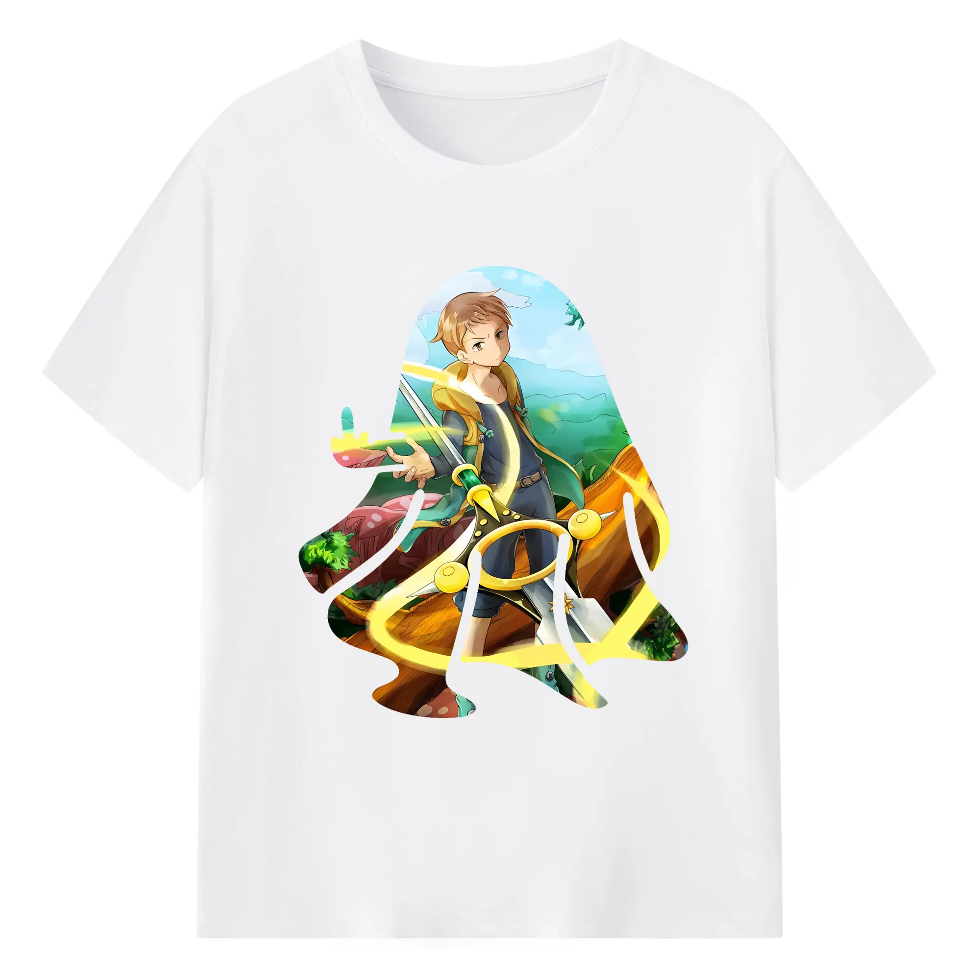 七つの大罪 グッズ キング - 綿100％ 半袖Tシャツ ・ フロントプリント ・ 快適 通気性 ・ 日常使い 散歩 スポーツ用