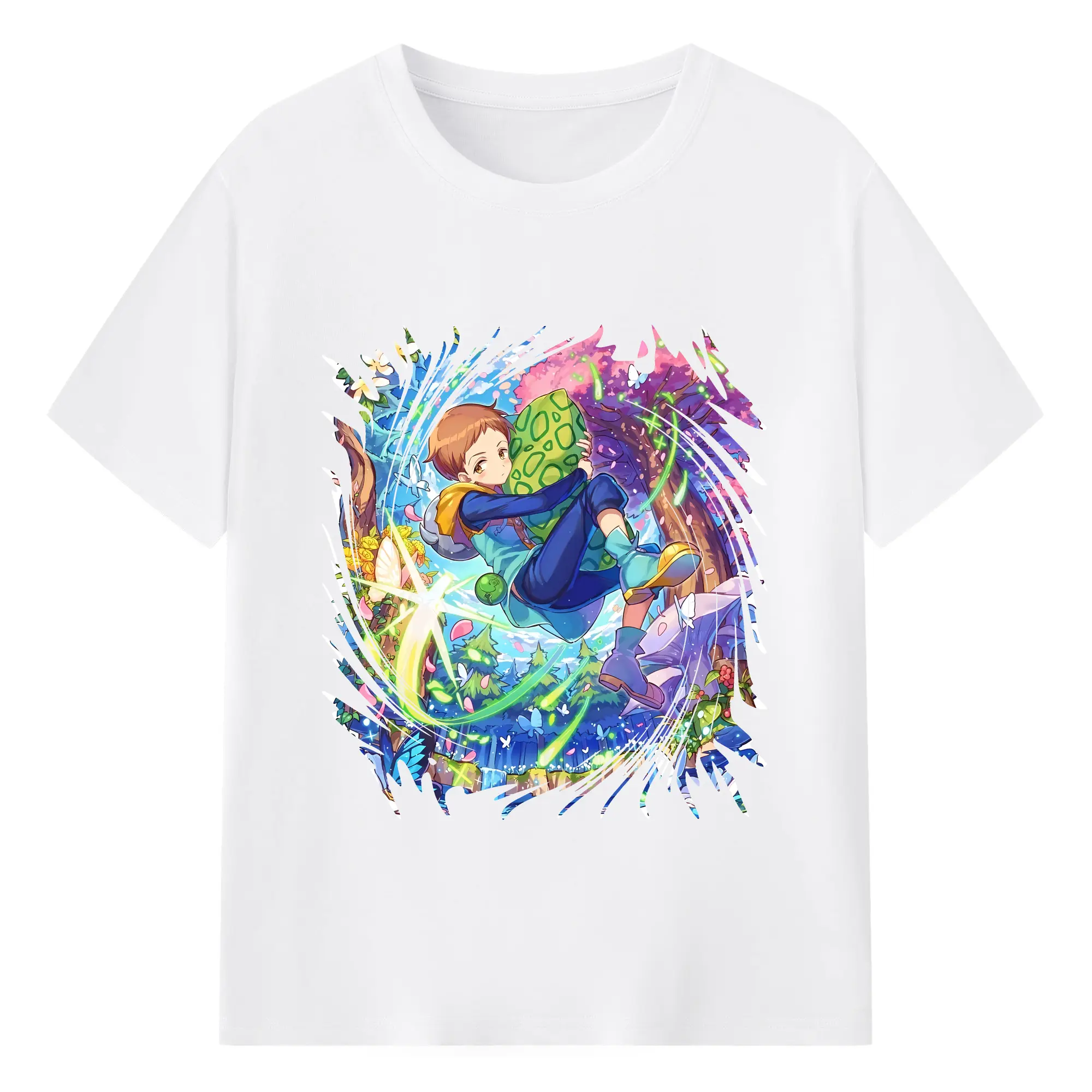 七つの大罪 グッズ キング - 綿100％ 半袖Tシャツ ・ フロントプリント ・ 快適 通気性 ・ 日常使い 散歩 スポーツ用