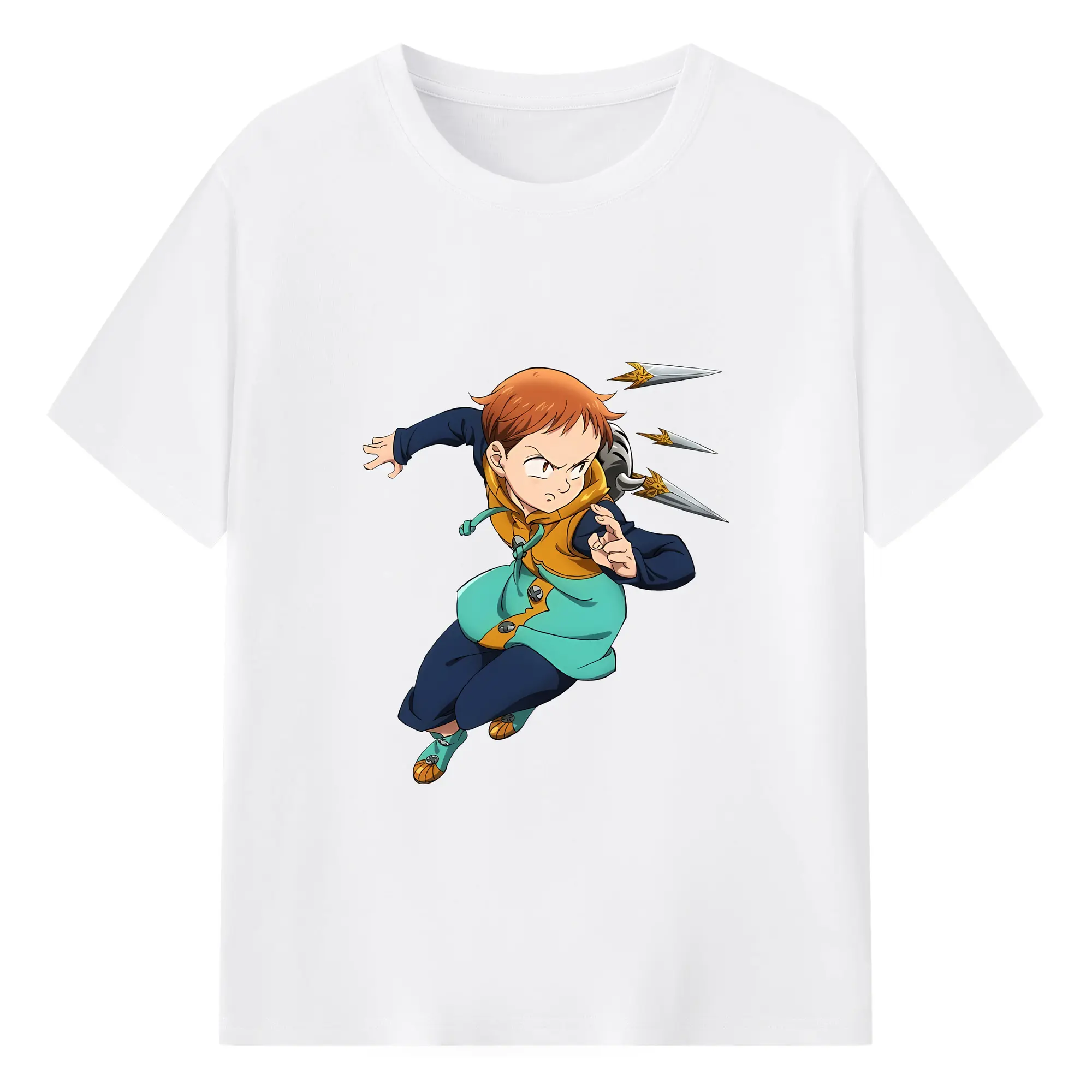 七つの大罪 グッズ キング - 綿100％ 半袖Tシャツ ・ フロントプリント ・ 快適 通気性 ・ 日常使い 散歩 スポーツ用