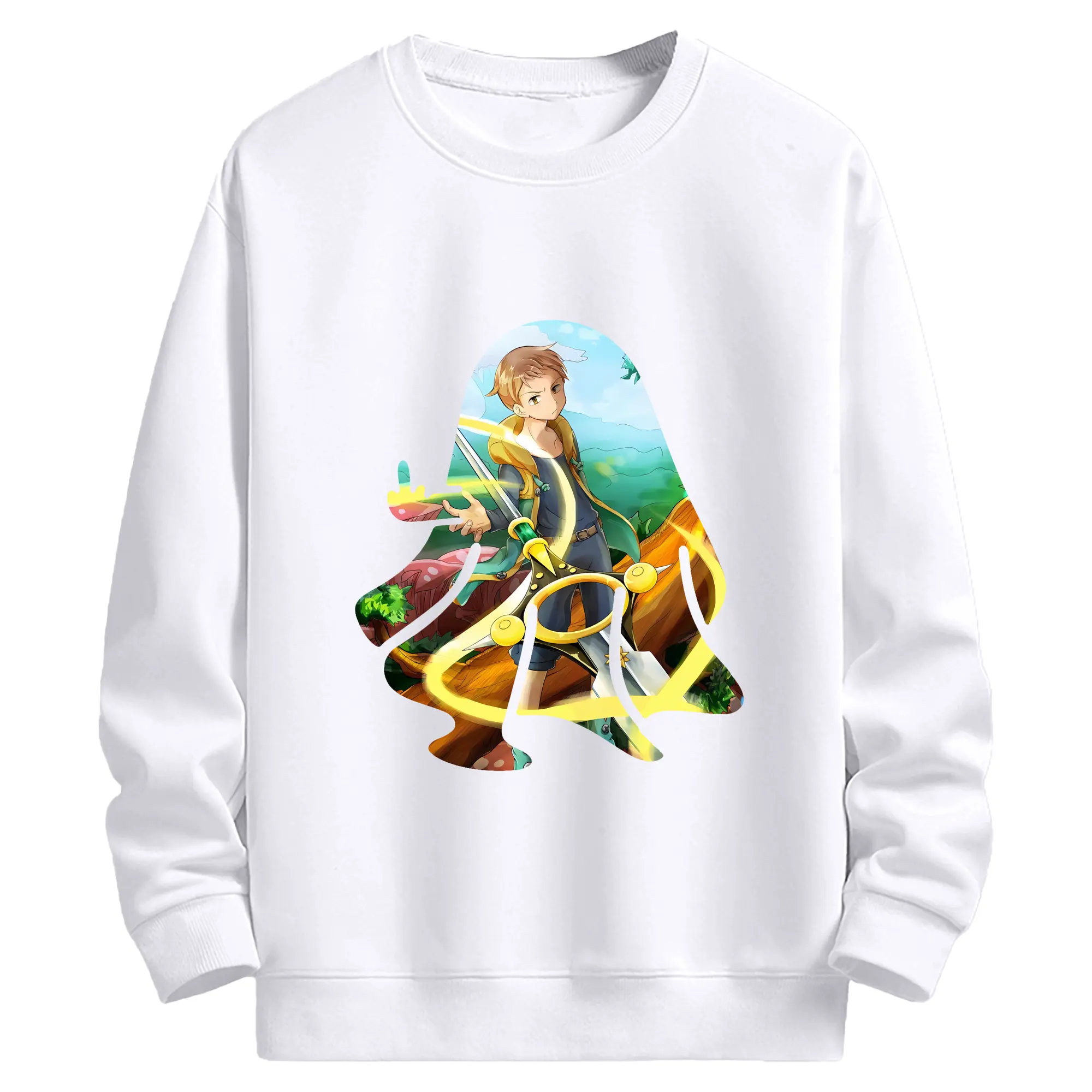 七つの大罪 グッズ キング - 高品質 クルーネック スウェット ・ コットン59％ ポリエステル41％ ・ ユニセックス 長袖 トレーナー ・ カジュアル デイリー スポーツ 散歩用