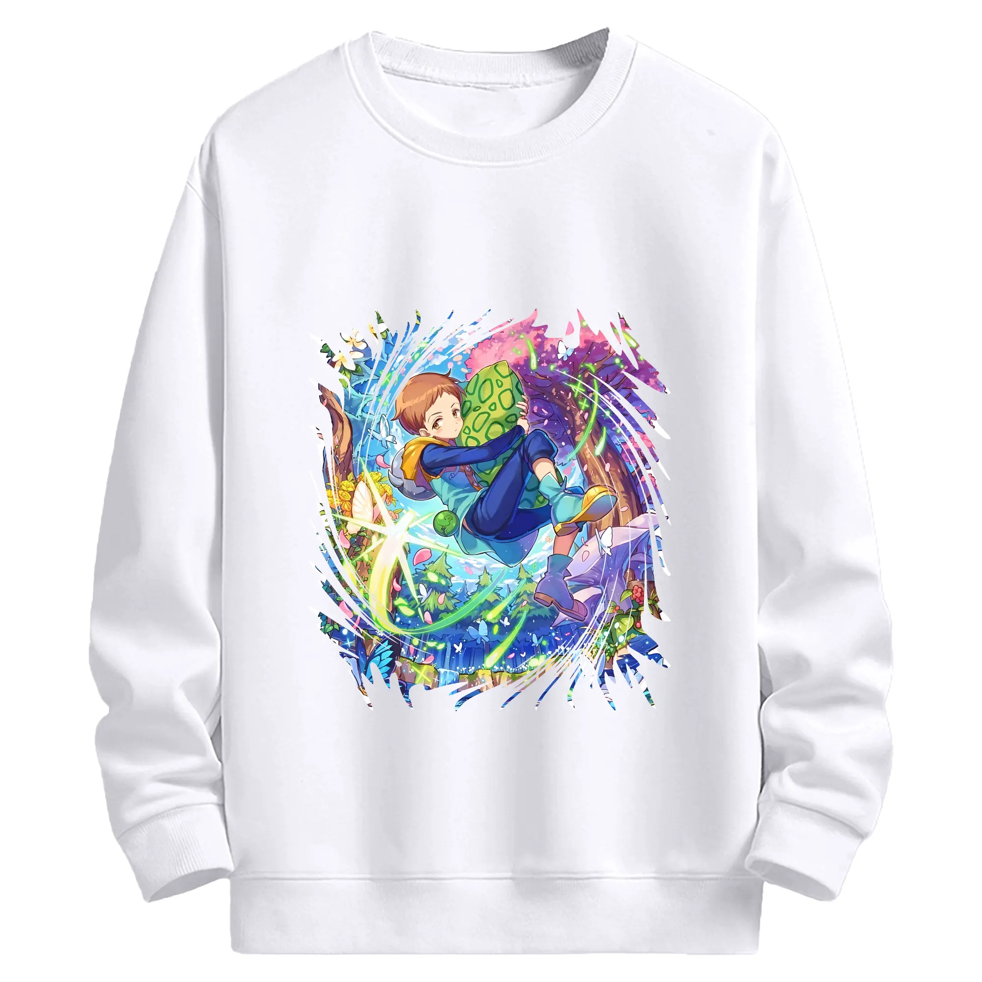 七つの大罪 グッズ キング - 高品質 クルーネック スウェット ・ コットン59％ ポリエステル41％ ・ ユニセックス 長袖 トレーナー ・ カジュアル デイリー スポーツ 散歩用