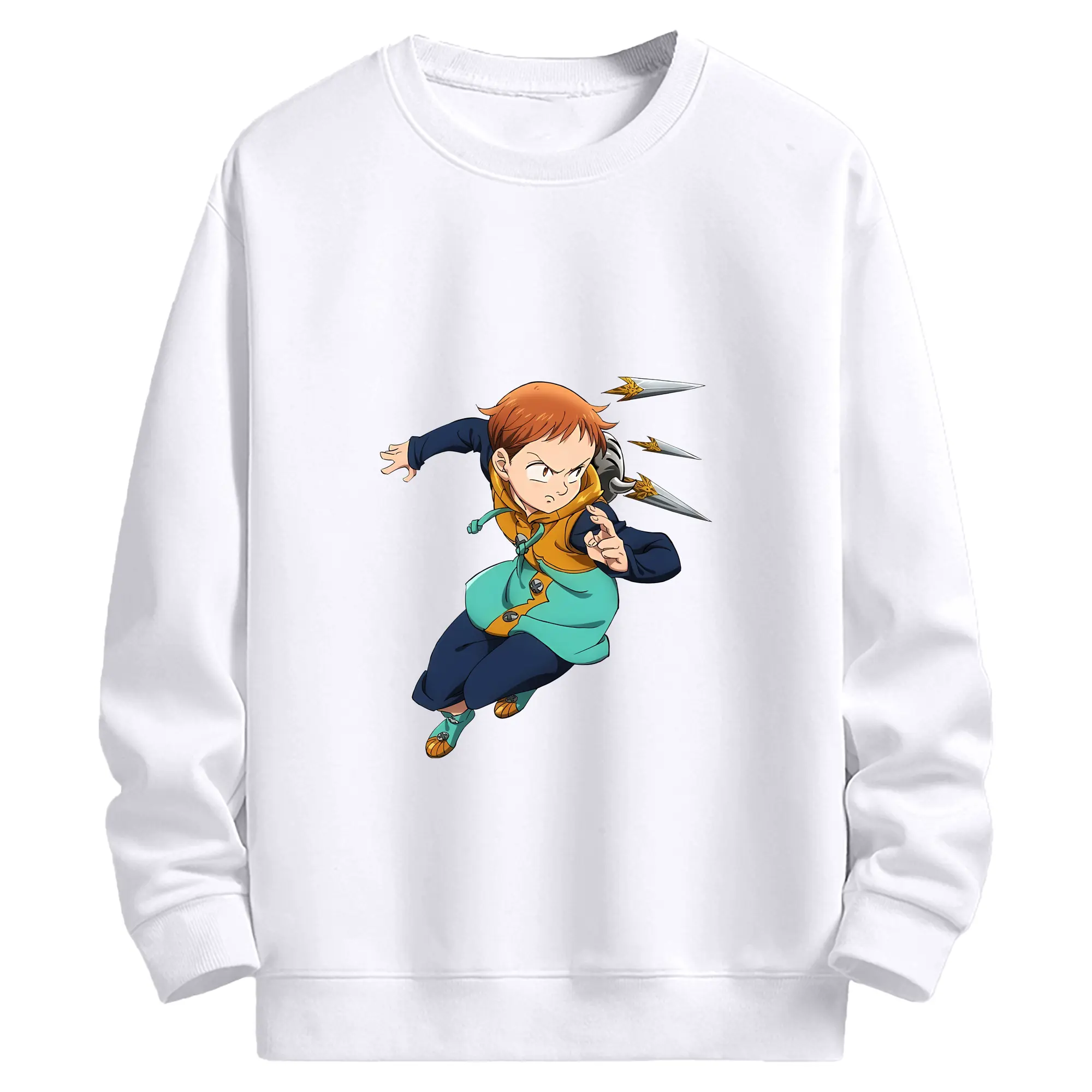 七つの大罪 グッズ キング - 高品質 クルーネック スウェット ・ コットン59％ ポリエステル41％ ・ ユニセックス 長袖 トレーナー ・ カジュアル デイリー スポーツ 散歩用