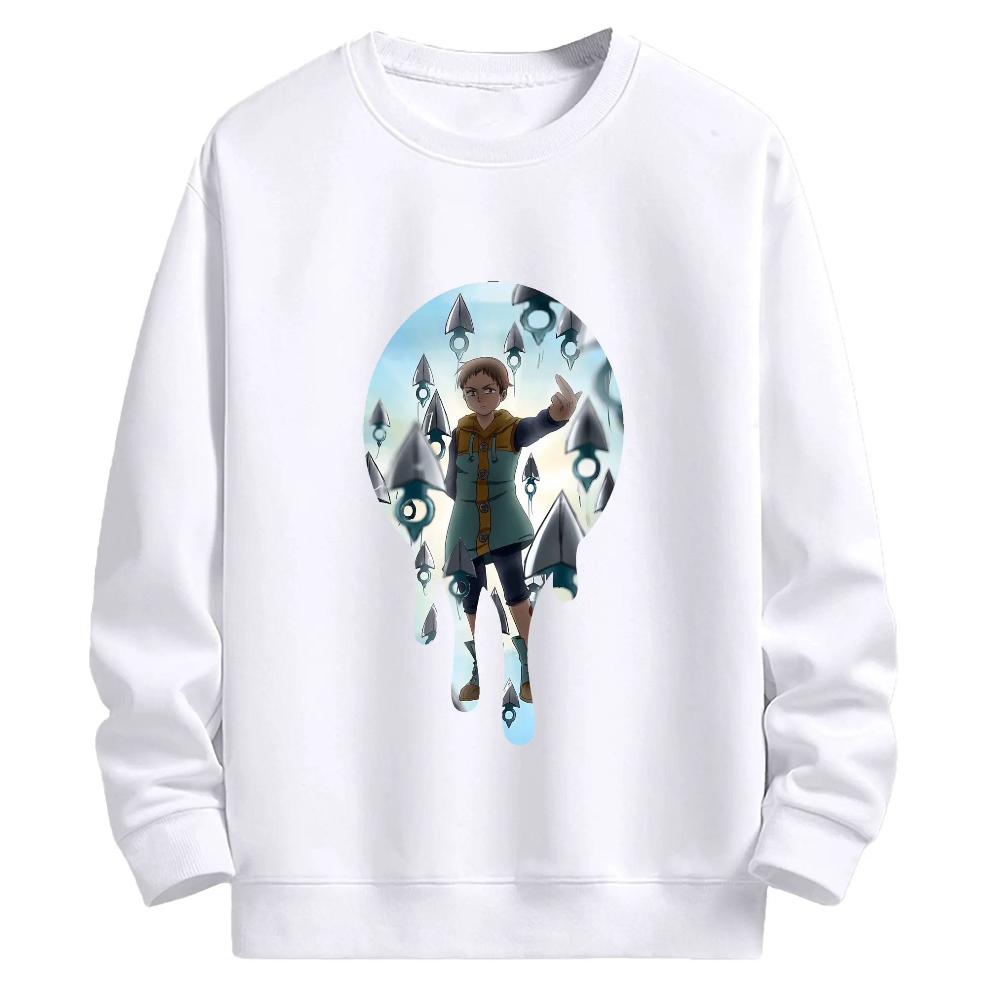 七つの大罪 グッズ キング - 高品質 クルーネック スウェット ・ コットン59％ ポリエステル41％ ・ ユニセックス 長袖 トレーナー ・ カジュアル デイリー スポーツ 散歩用