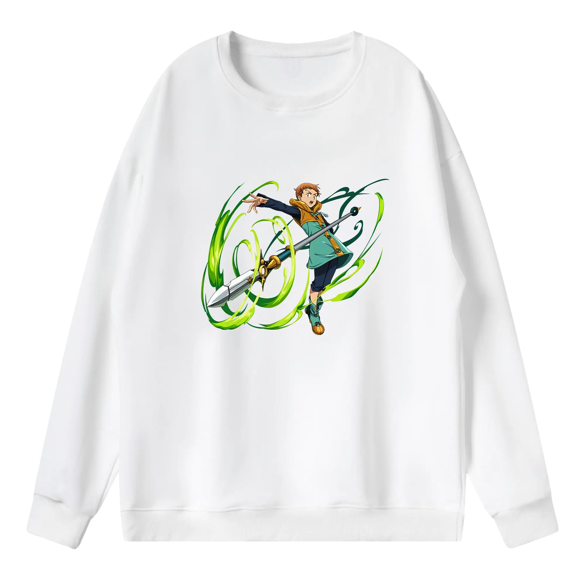 七つの大罪 グッズ キング - 薄手 クルーネック スウェット 裏毛260g · ポリエステル 春秋向け カジュアル 男女兼用 · トレーナー デイリー スポーツ 散歩に最適