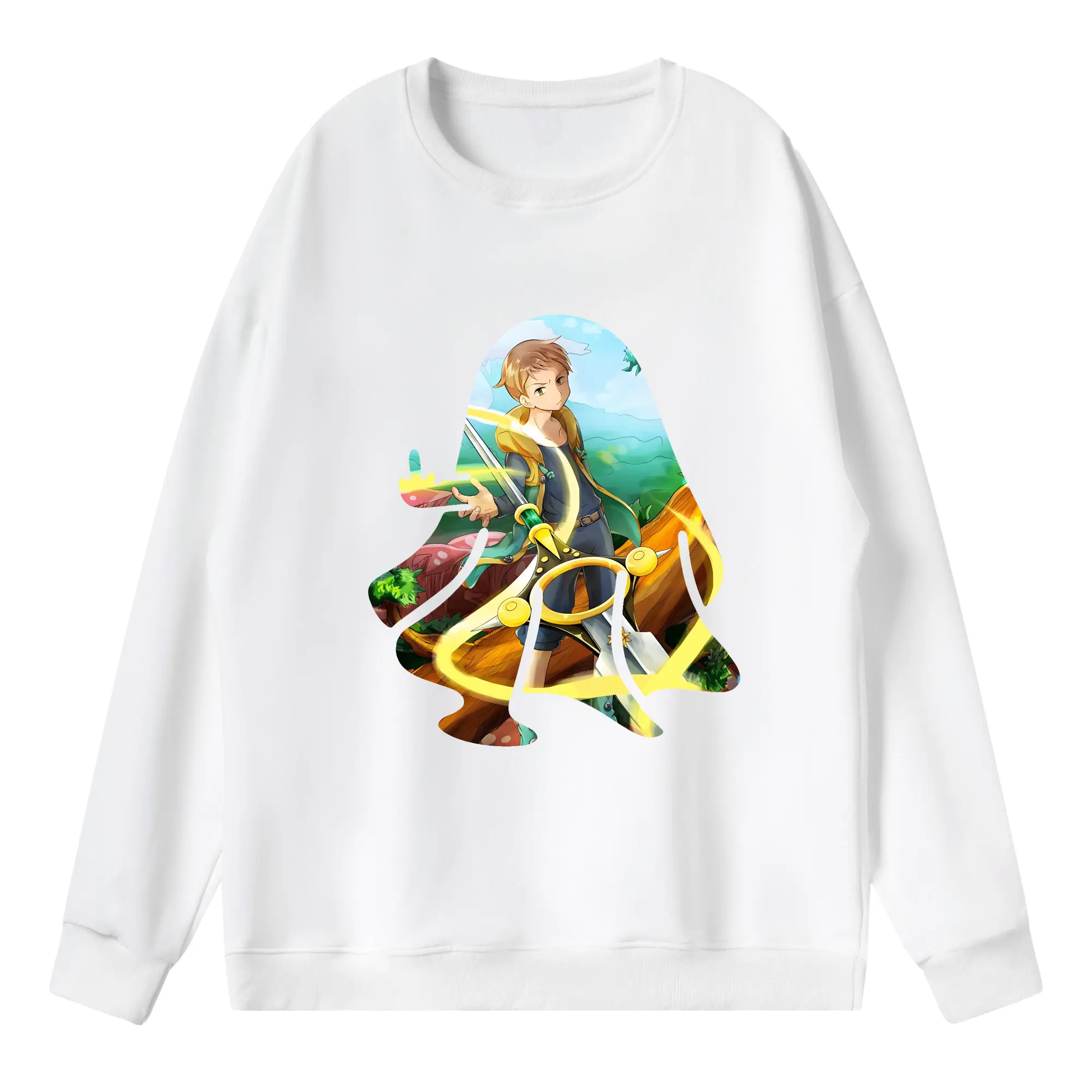 七つの大罪 グッズ キング - 薄手 クルーネック スウェット 裏毛260g · ポリエステル 春秋向け カジュアル 男女兼用 · トレーナー デイリー スポーツ 散歩に最適