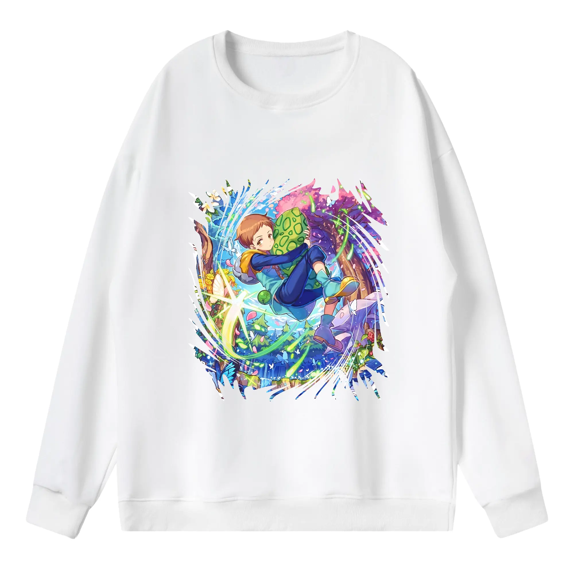 七つの大罪 グッズ キング - 薄手 クルーネック スウェット 裏毛260g · ポリエステル 春秋向け カジュアル 男女兼用 · トレーナー デイリー スポーツ 散歩に最適