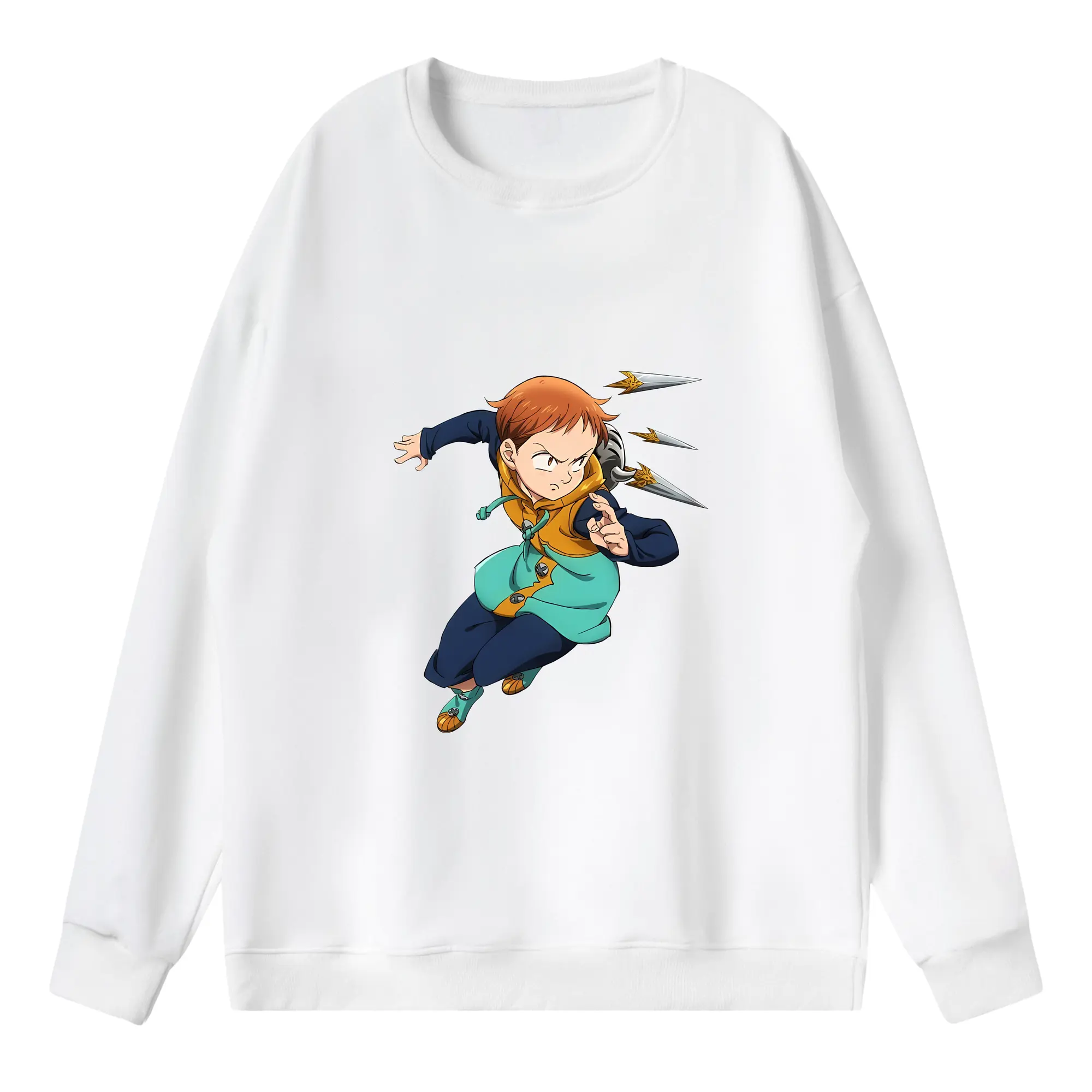 七つの大罪 グッズ キング - 薄手 クルーネック スウェット 裏毛260g · ポリエステル 春秋向け カジュアル 男女兼用 · トレーナー デイリー スポーツ 散歩に最適