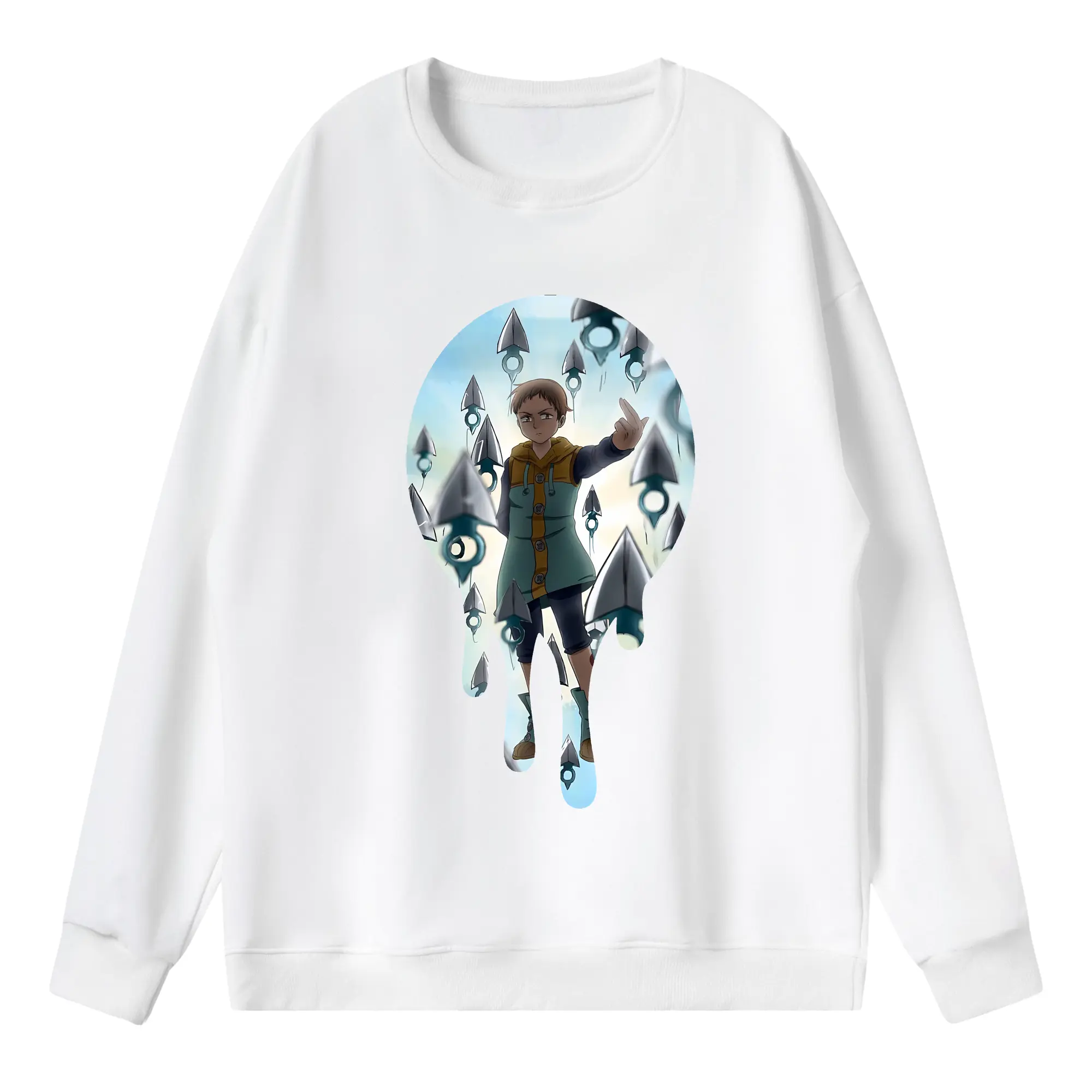 七つの大罪 グッズ キング - 薄手 クルーネック スウェット 裏毛260g · ポリエステル 春秋向け カジュアル 男女兼用 · トレーナー デイリー スポーツ 散歩に最適