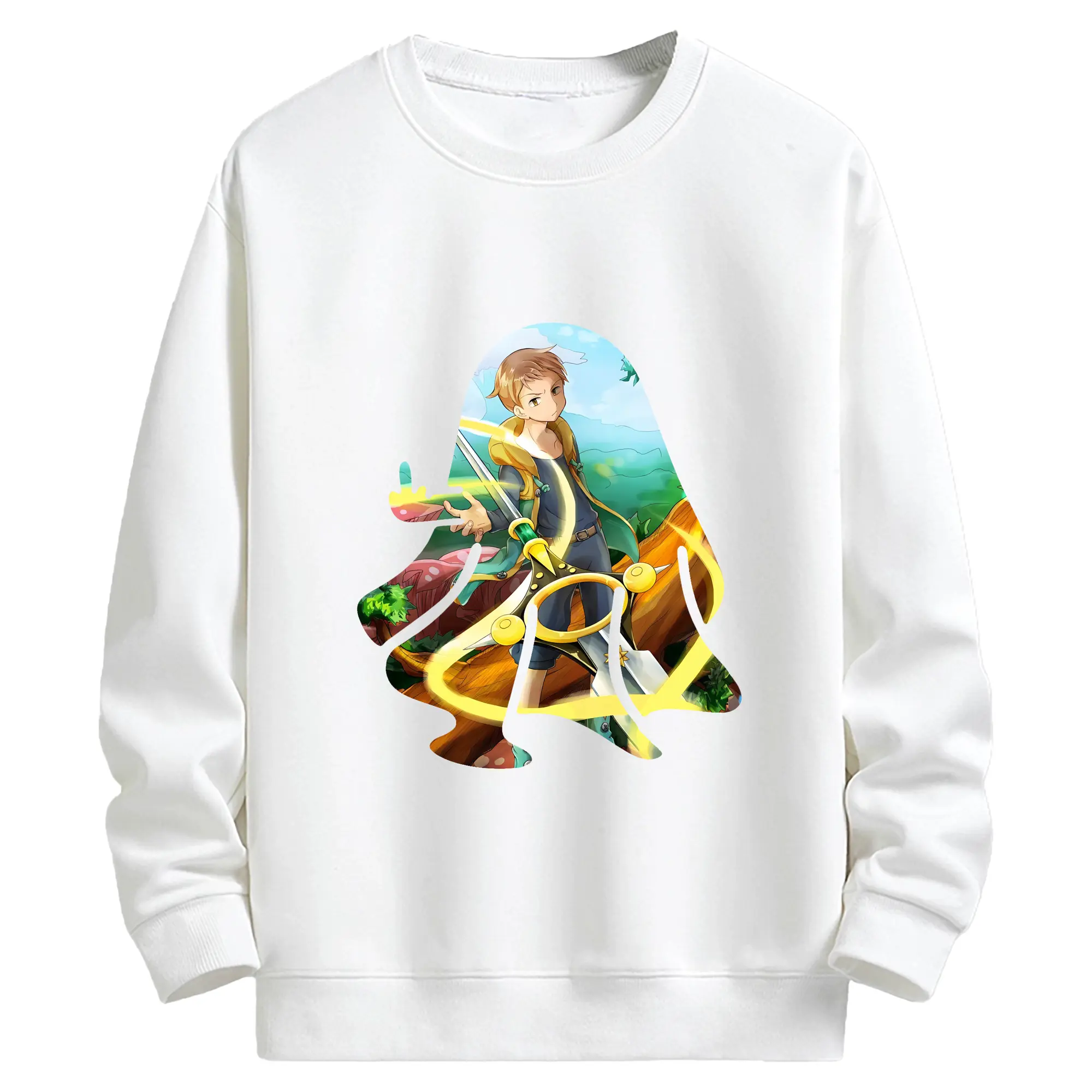 七つの大罪 グッズ キング - キッズ クルーネックスウェットシャツ ・ フロントプリント ・ 綿80％ ポリエステル20％ ・ 快適 通学 スポーツ 日常使い お散歩用