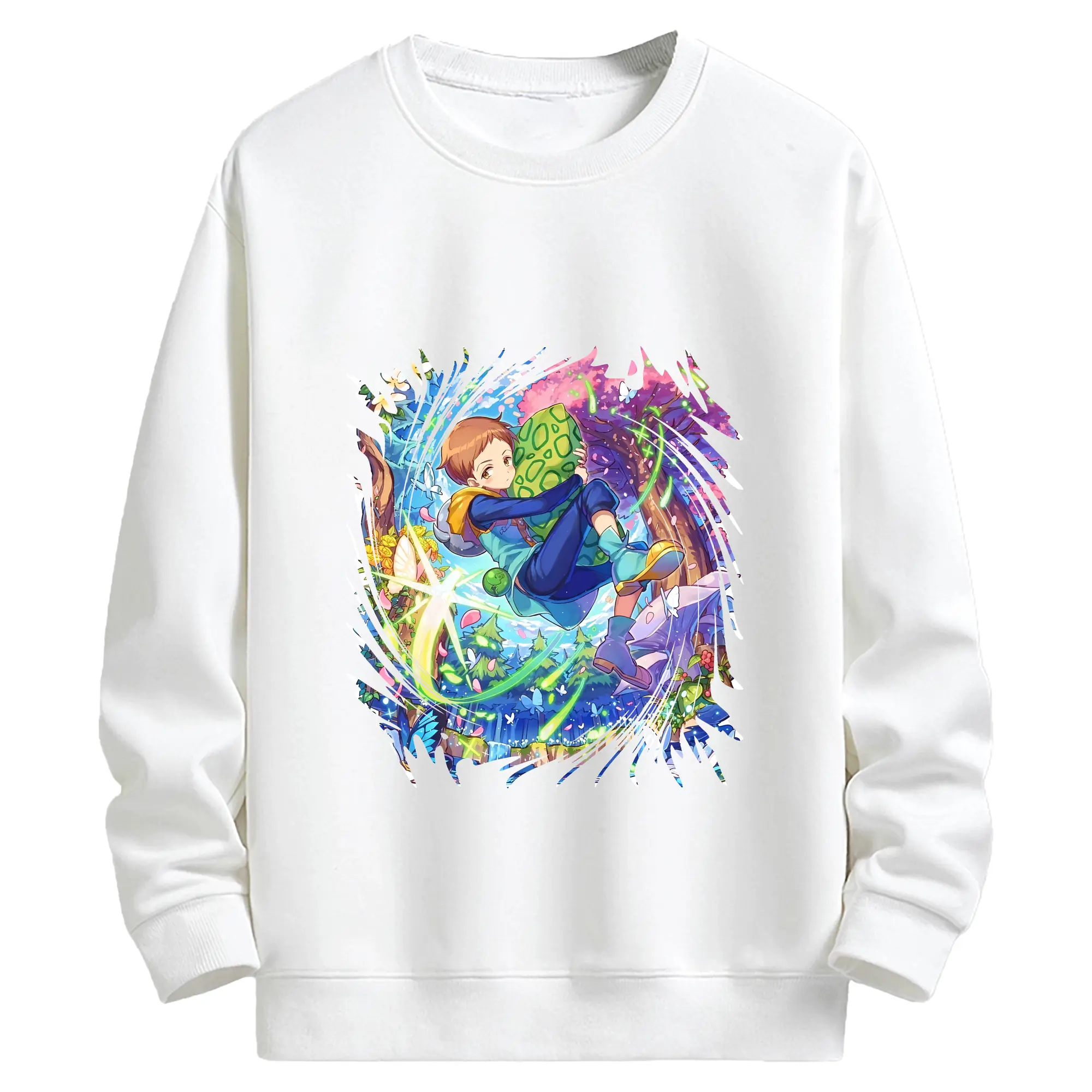 七つの大罪 グッズ キング - キッズ クルーネックスウェットシャツ ・ フロントプリント ・ 綿80％ ポリエステル20％ ・ 快適 通学 スポーツ 日常使い お散歩用