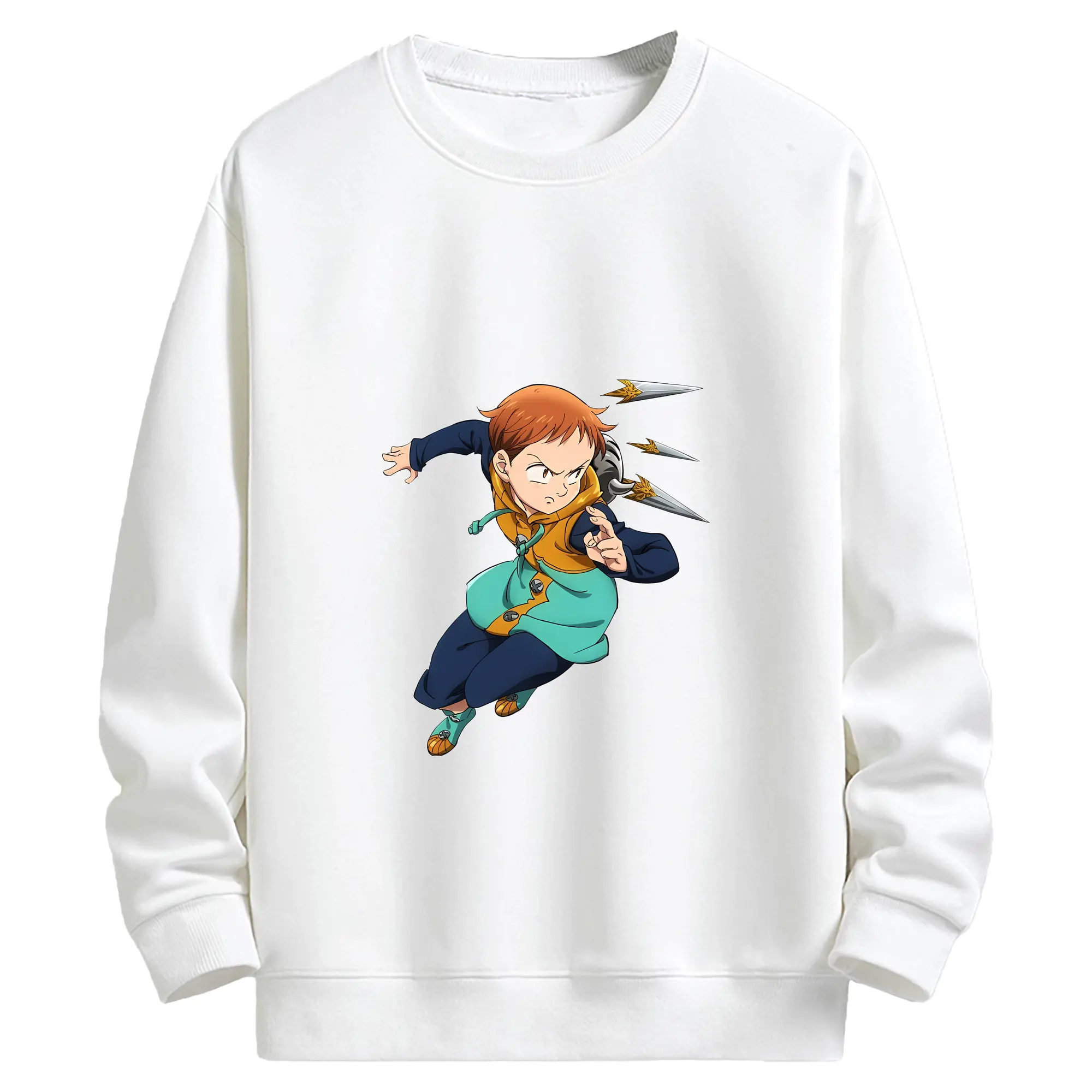 七つの大罪 グッズ キング - キッズ クルーネックスウェットシャツ ・ フロントプリント ・ 綿80％ ポリエステル20％ ・ 快適 通学 スポーツ 日常使い お散歩用