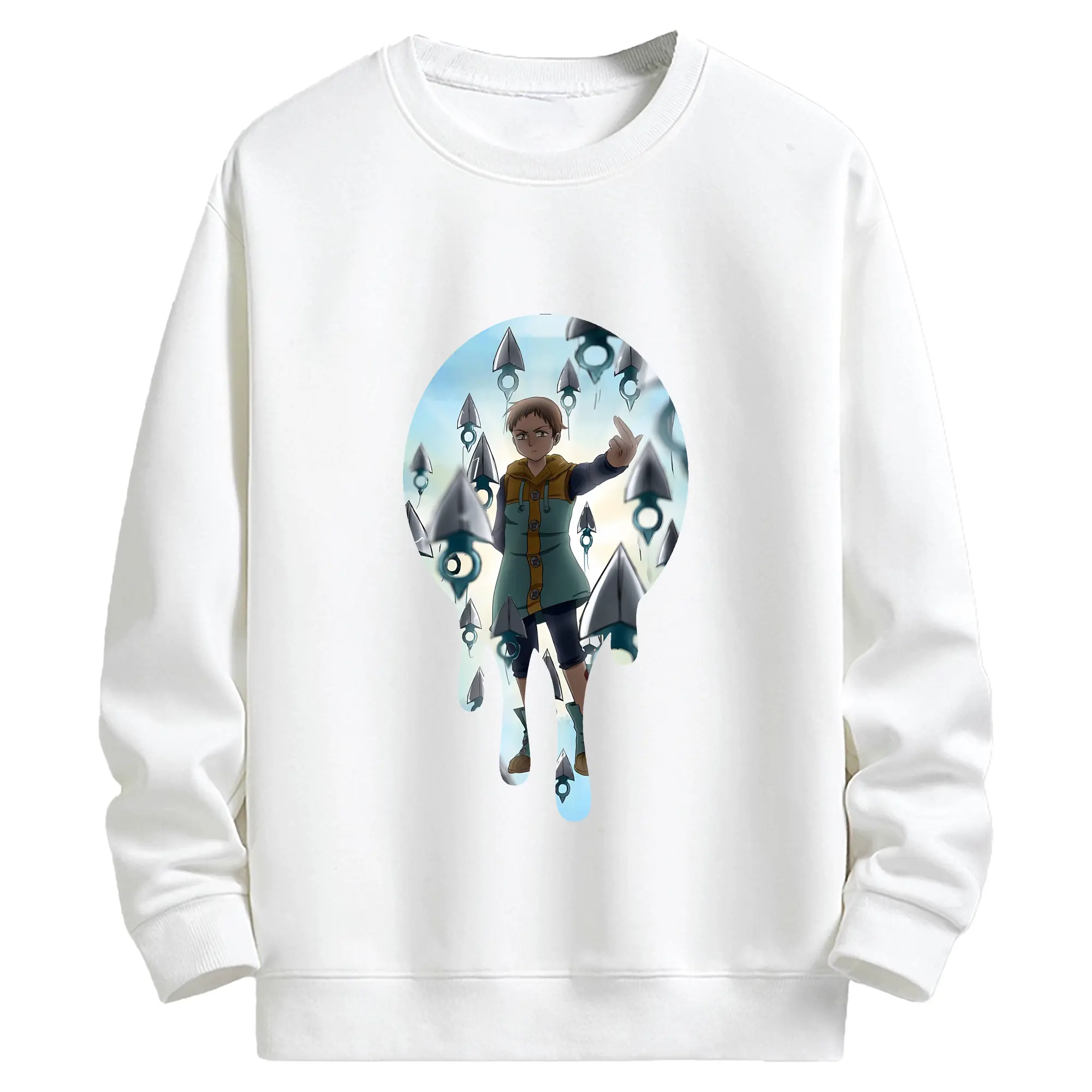 七つの大罪 グッズ キング - キッズ クルーネックスウェットシャツ ・ フロントプリント ・ 綿80％ ポリエステル20％ ・ 快適 通学 スポーツ 日常使い お散歩用