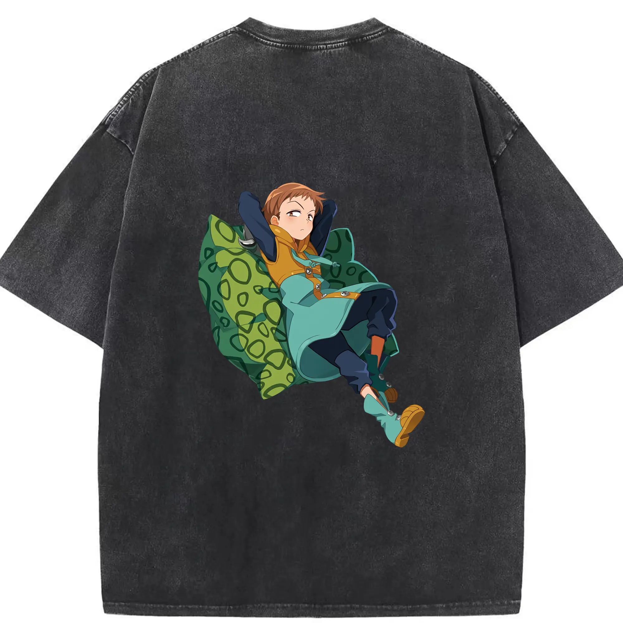 七つの大罪 グッズ キング - 綿100％ ヴィンテージ風 半袖Tシャツ ・ 背面プリント ・ 柔らか肌触り ・ 通気性 快適 ・ スポーツ カジュアル 外出用