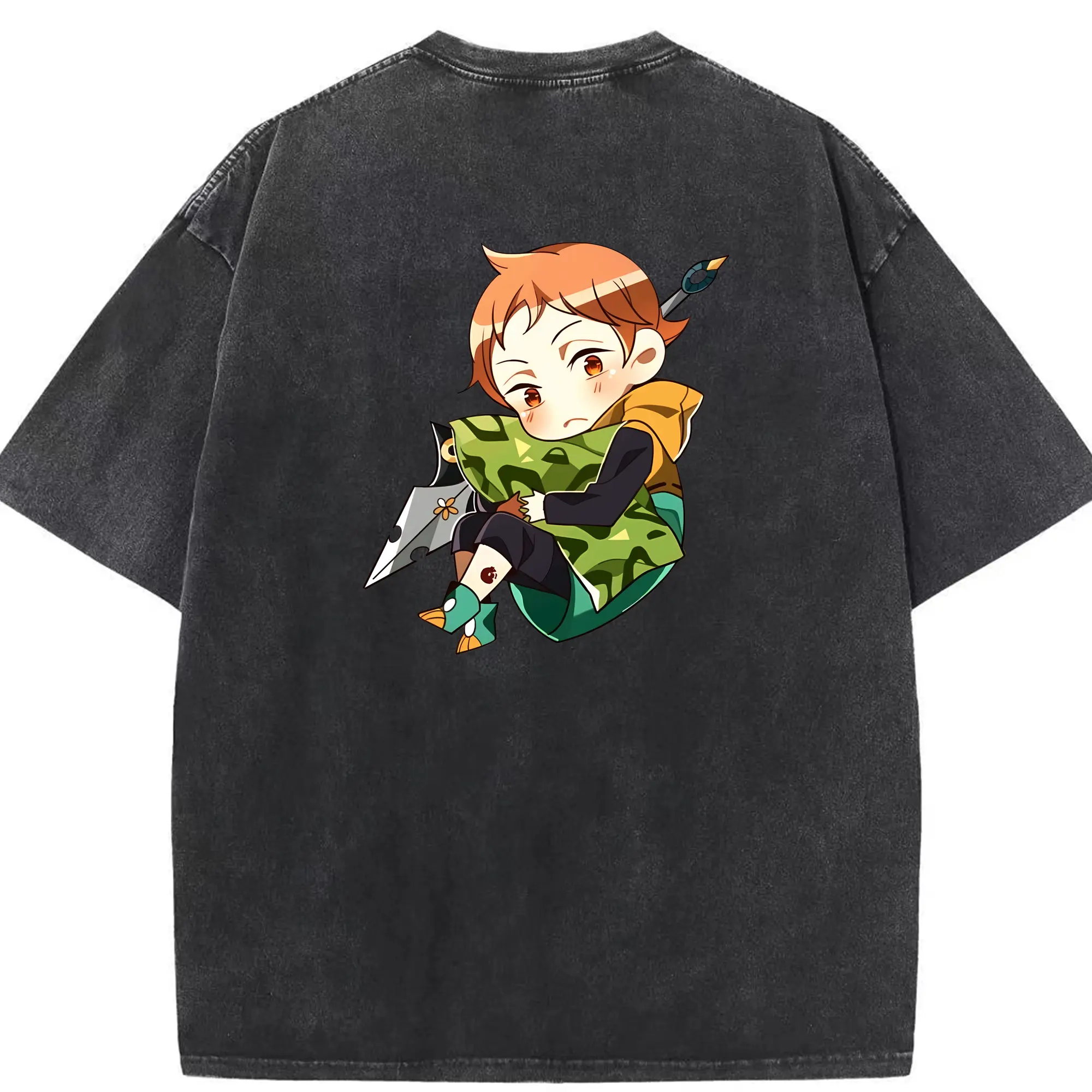 七つの大罪 グッズ キング - 綿100％ ヴィンテージ風 半袖Tシャツ ・ 背面プリント ・ 柔らか肌触り ・ 通気性 快適 ・ スポーツ カジュアル 外出用