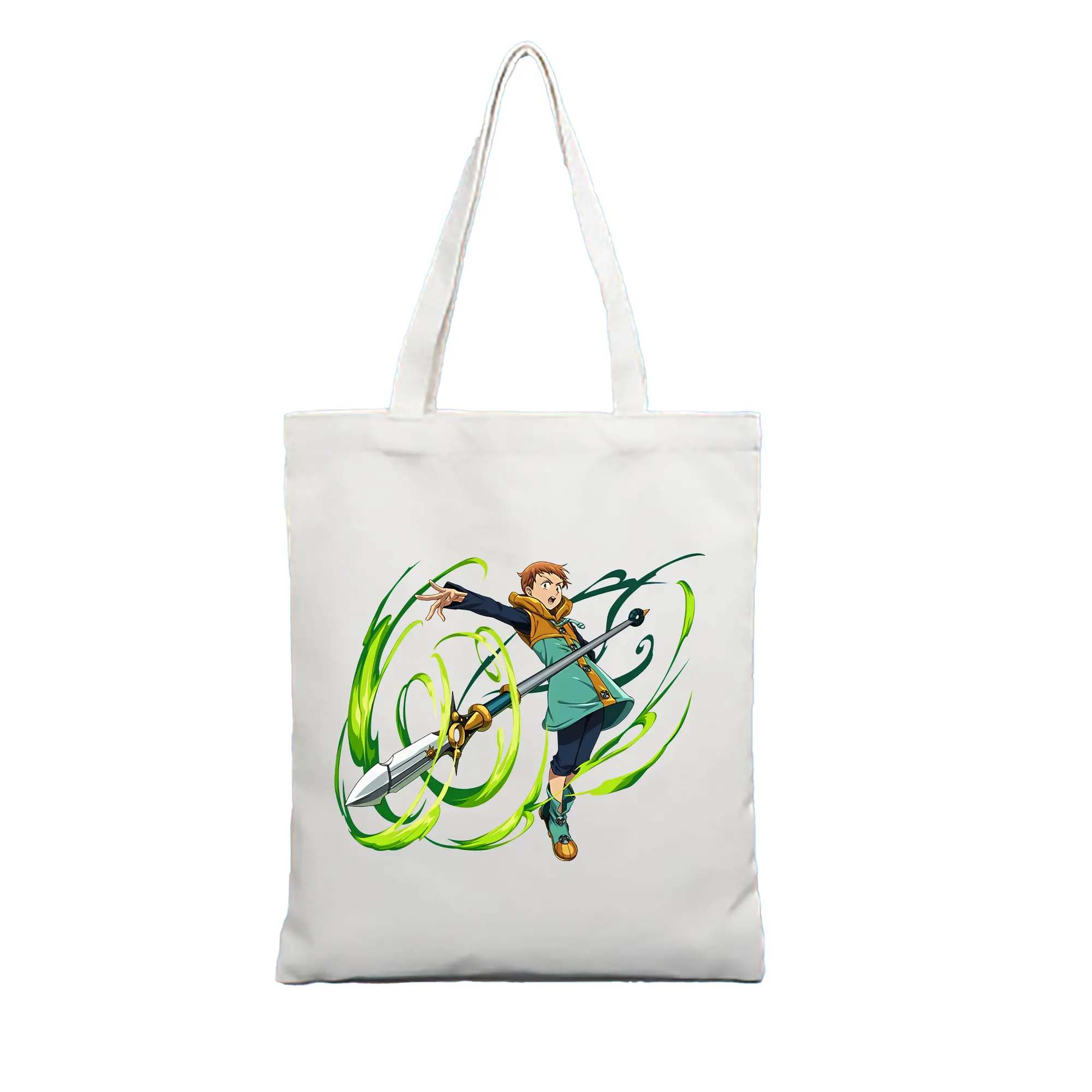 七つの大罪 グッズ キング - 縦型キャンバス手提げバッグ（トートバッグ） ・ キャンバス素材 ・ ショッピング用 ・ 軽量 丈夫 お手入れ簡単