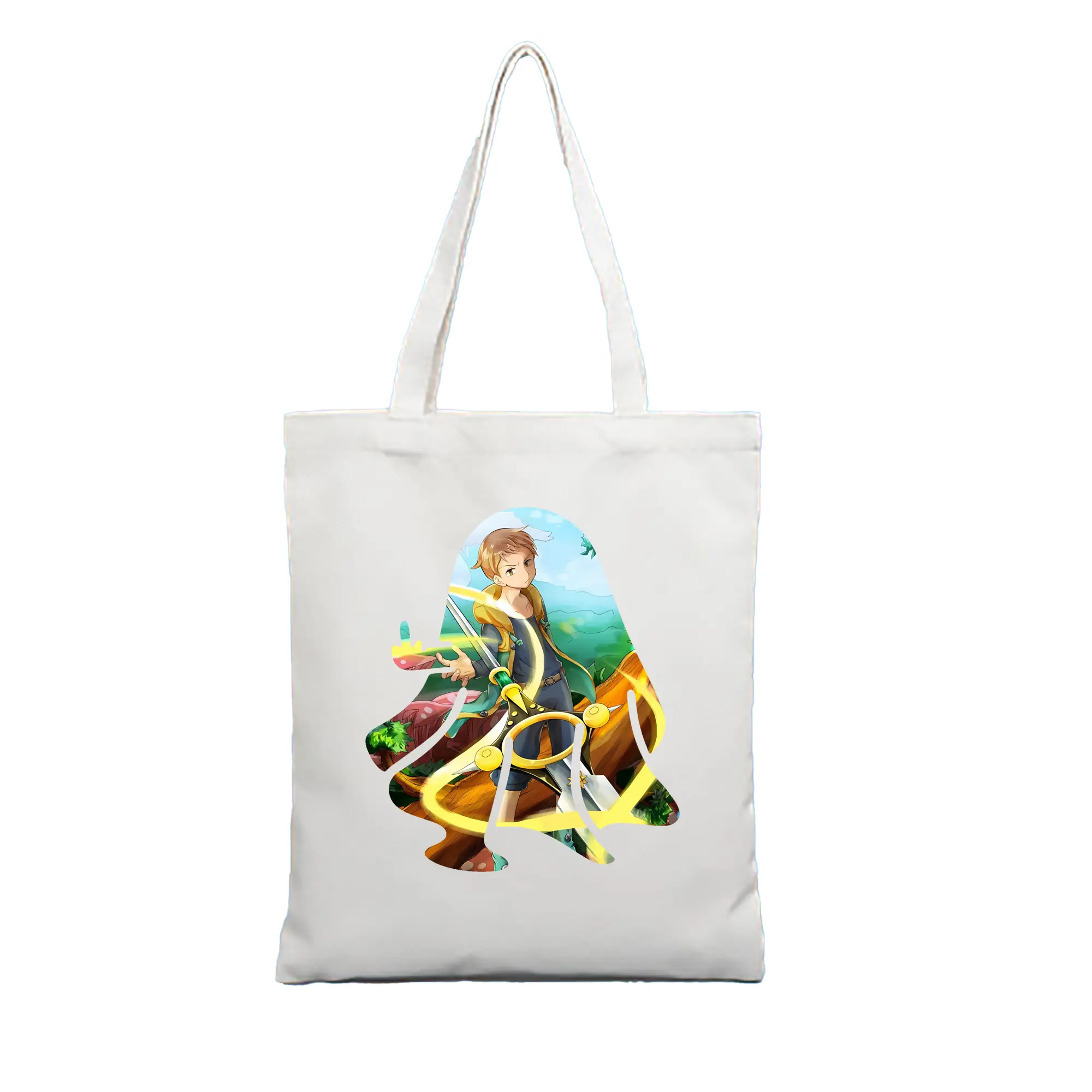 七つの大罪 グッズ キング - 縦型キャンバス手提げバッグ（トートバッグ） ・ キャンバス素材 ・ ショッピング用 ・ 軽量 丈夫 お手入れ簡単