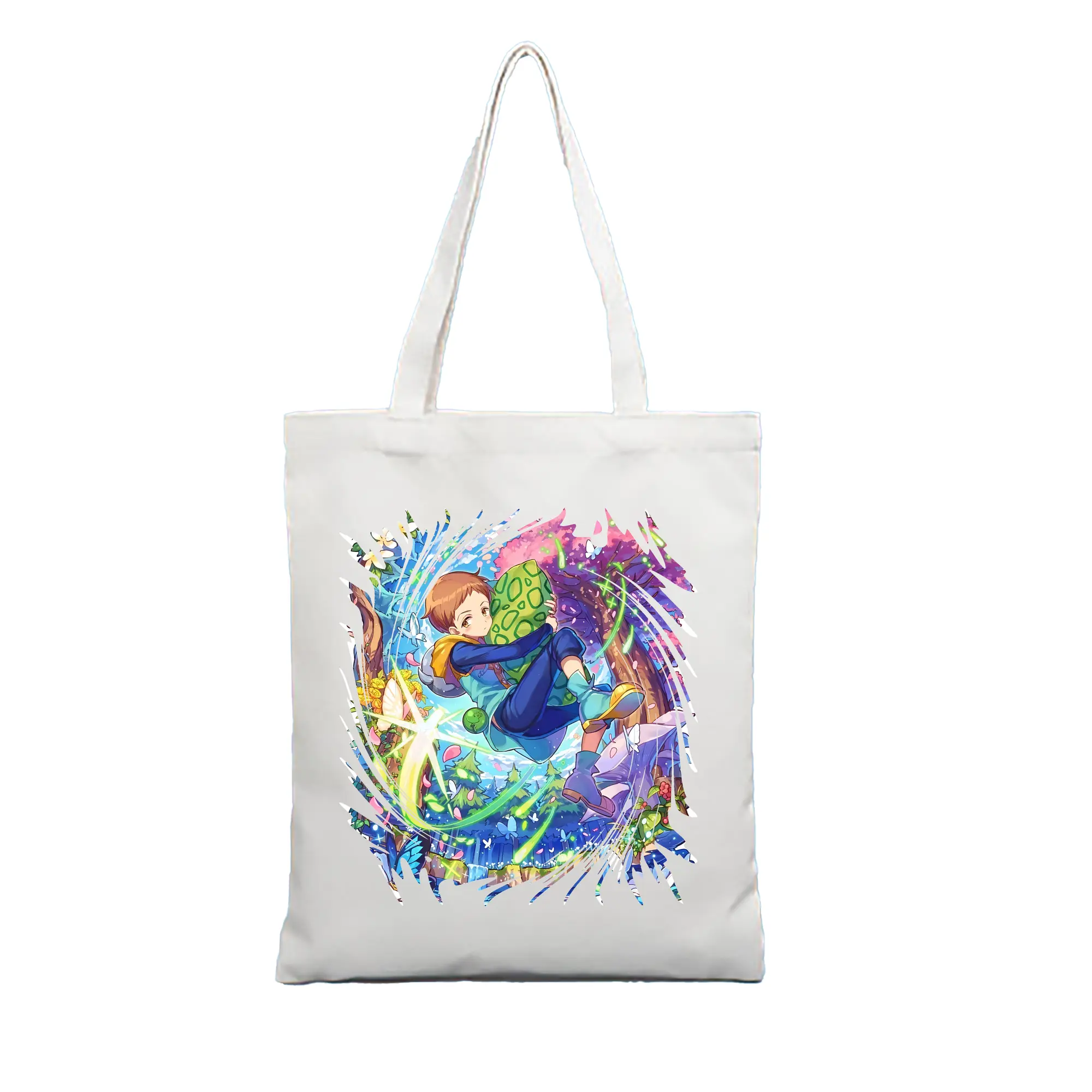 七つの大罪 グッズ キング - 縦型キャンバス手提げバッグ（トートバッグ） ・ キャンバス素材 ・ ショッピング用 ・ 軽量 丈夫 お手入れ簡単