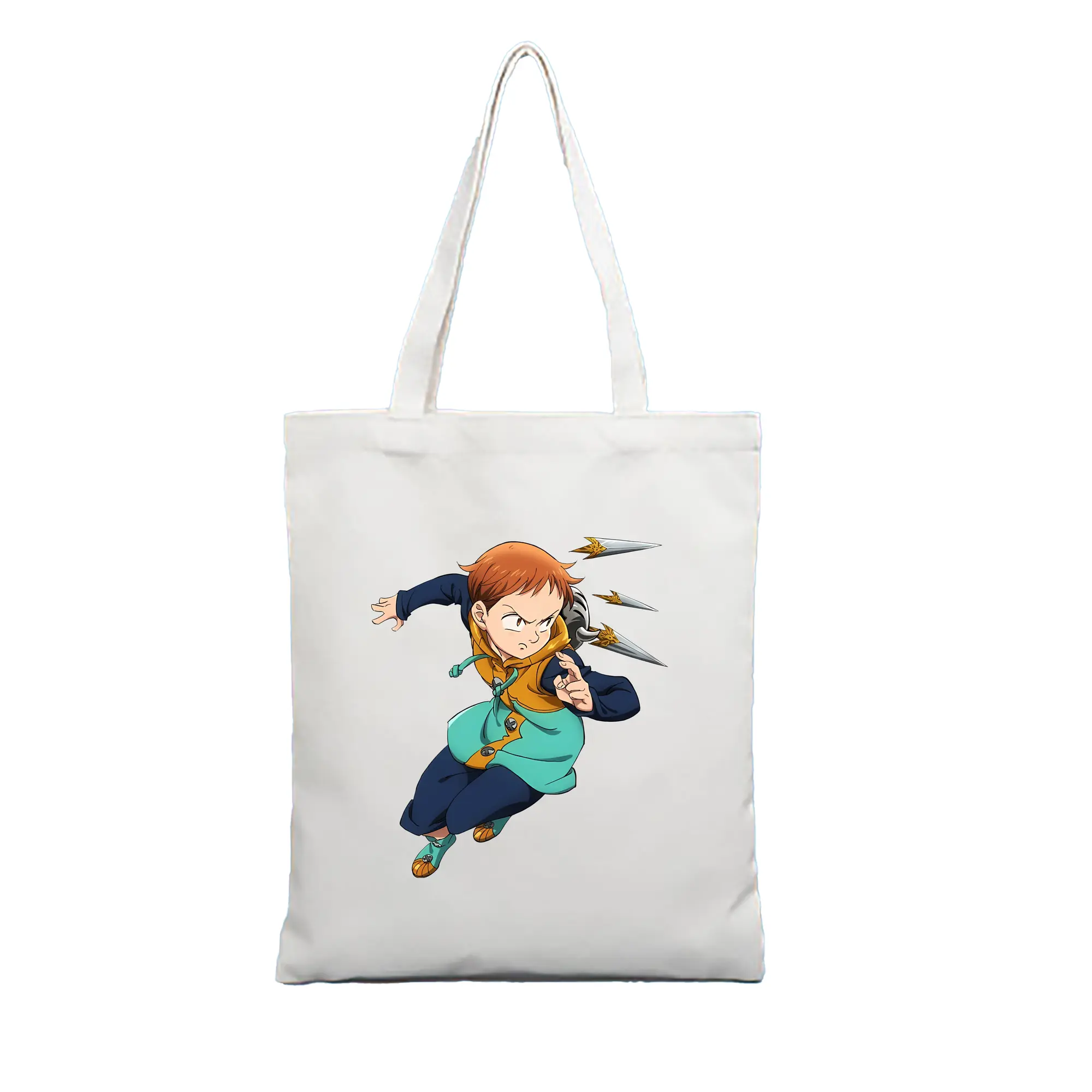 七つの大罪 グッズ キング - 縦型キャンバス手提げバッグ（トートバッグ） ・ キャンバス素材 ・ ショッピング用 ・ 軽量 丈夫 お手入れ簡単