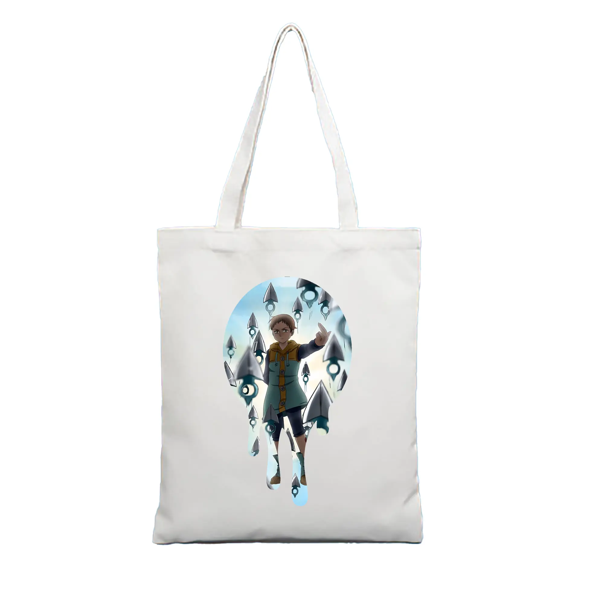 七つの大罪 グッズ キング - 縦型キャンバス手提げバッグ（トートバッグ） ・ キャンバス素材 ・ ショッピング用 ・ 軽量 丈夫 お手入れ簡単