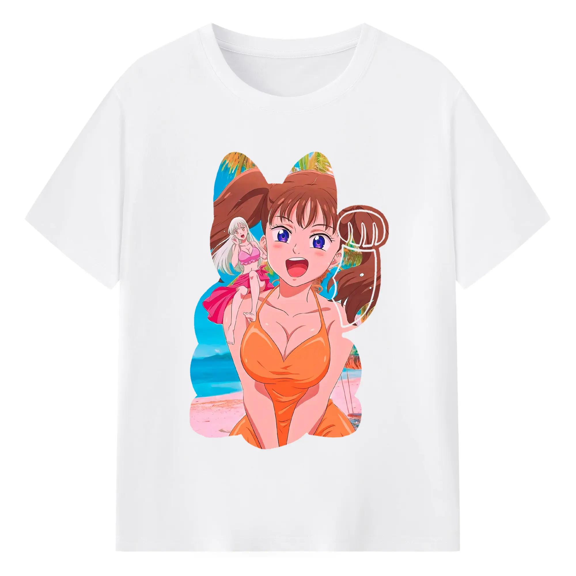 七つの大罪 グッズ ディアンヌ - 綿100％ 半袖Tシャツ ・ フロントプリント ・ 快適 通気性 ・ 日常使い 散歩 スポーツ用
