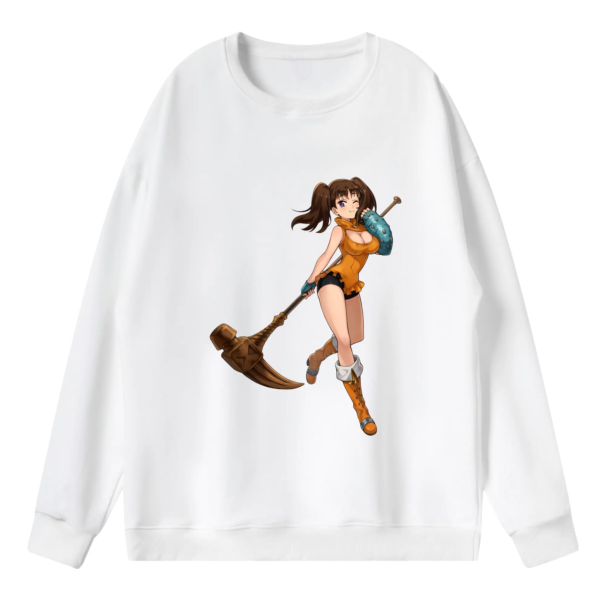 七つの大罪 グッズ ディアンヌ - 薄手 クルーネック スウェット 裏毛260g · ポリエステル 春秋向け カジュアル 男女兼用 · トレーナー デイリー スポーツ 散歩に最適