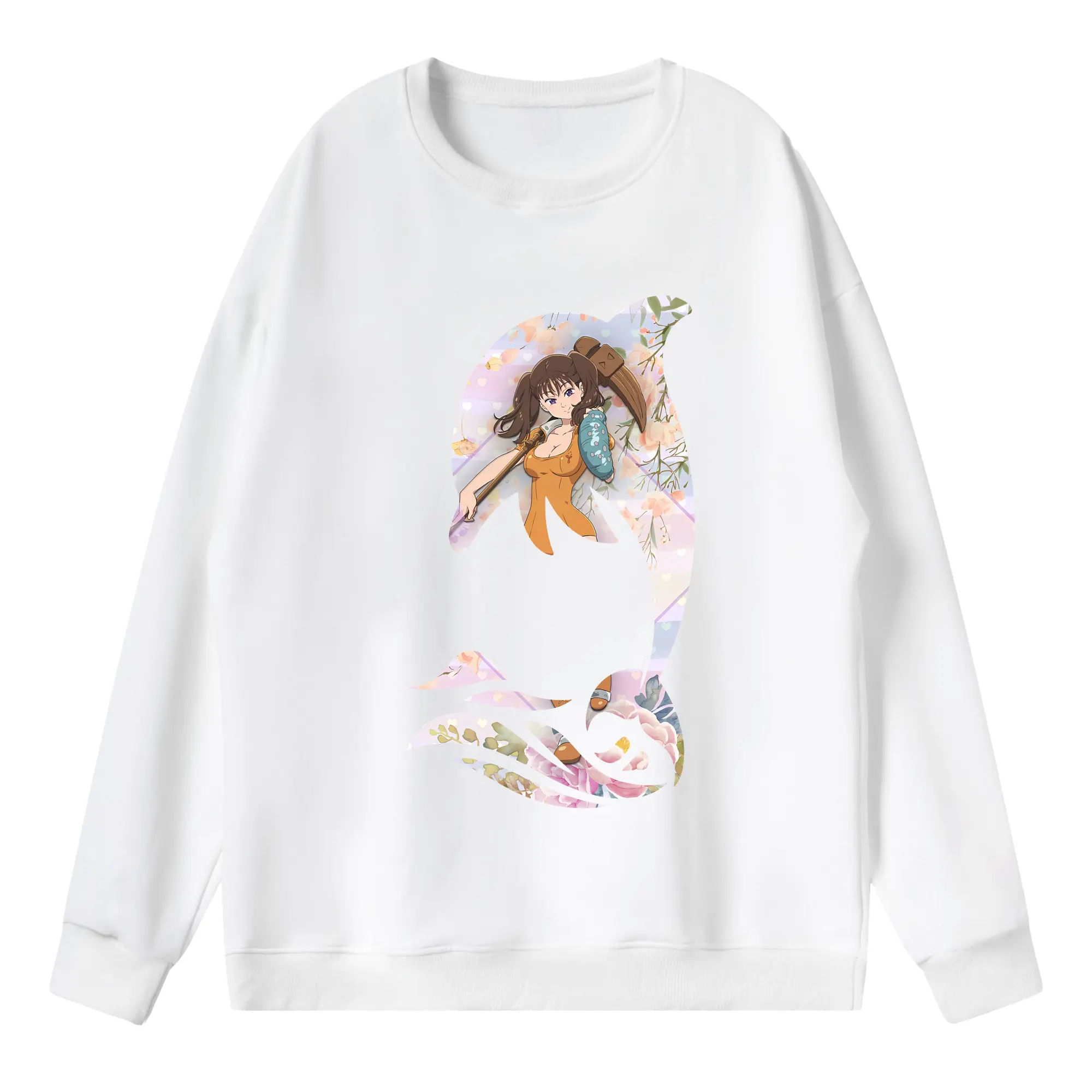 七つの大罪 グッズ ディアンヌ - 薄手 クルーネック スウェット 裏毛260g · ポリエステル 春秋向け カジュアル 男女兼用 · トレーナー デイリー スポーツ 散歩に最適