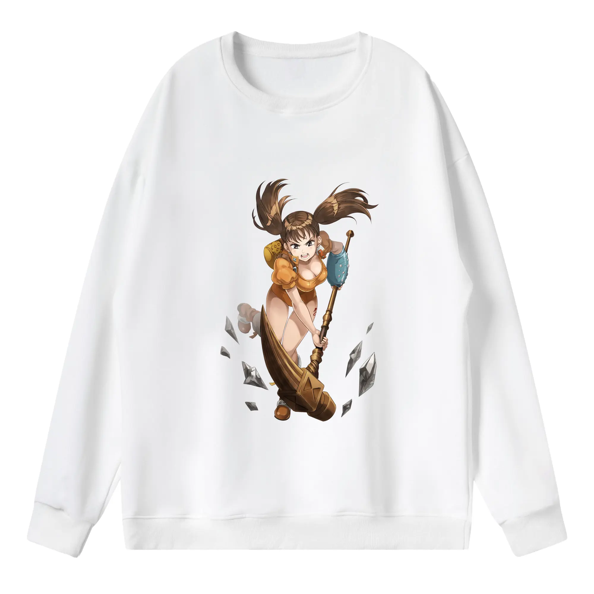 七つの大罪 グッズ ディアンヌ - 薄手 クルーネック スウェット 裏毛260g · ポリエステル 春秋向け カジュアル 男女兼用 · トレーナー デイリー スポーツ 散歩に最適