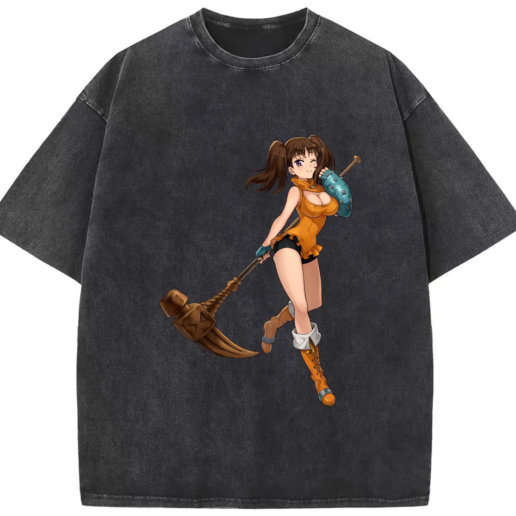 七つの大罪 グッズ ディアンヌ - 綿100％ ヴィンテージ風 半袖Tシャツ ・ フロントプリント ・ 柔らか肌触り ・ 通気性 快適 ・ スポーツ カジュアル 外出用