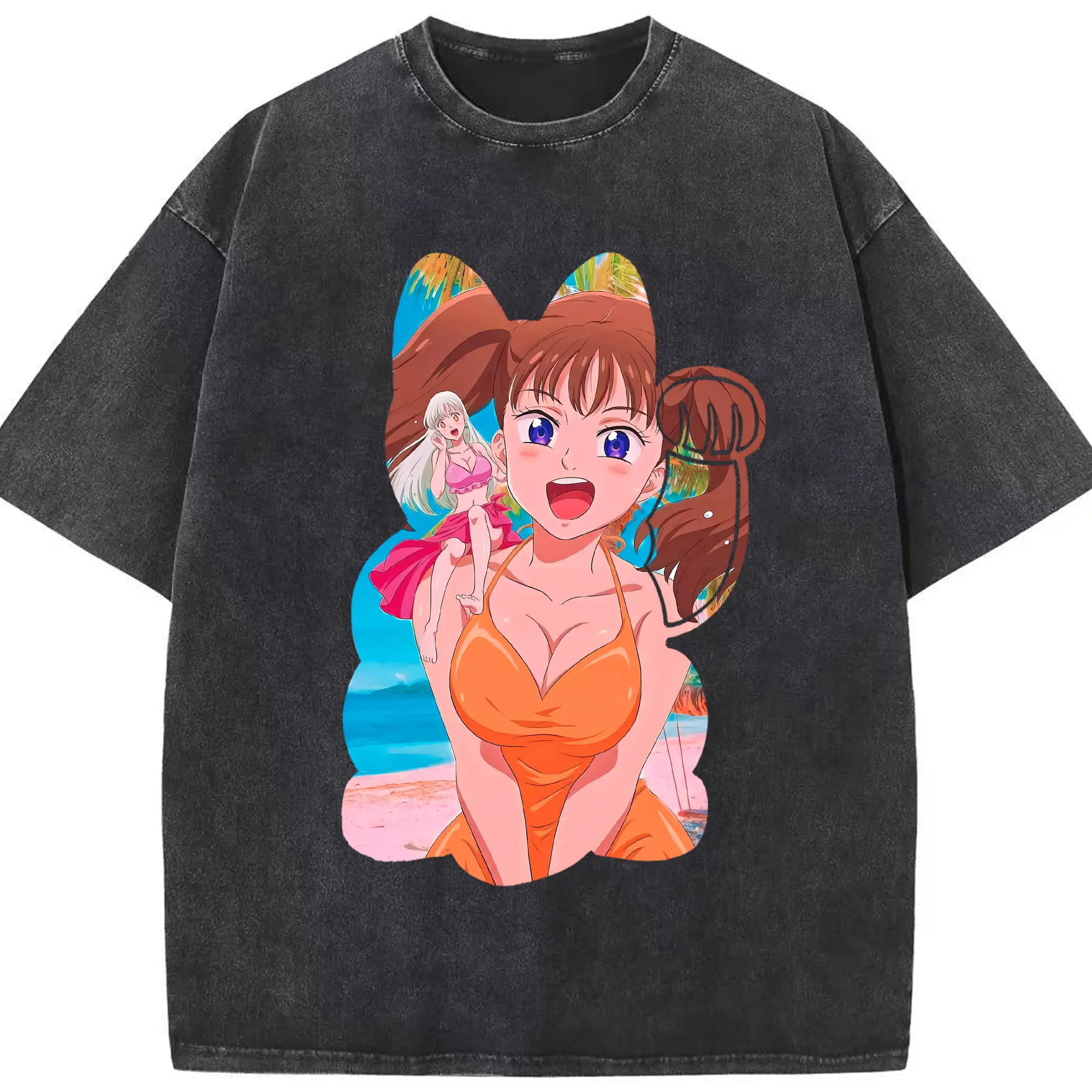 七つの大罪 グッズ ディアンヌ - 綿100％ ヴィンテージ風 半袖Tシャツ ・ フロントプリント ・ 柔らか肌触り ・ 通気性 快適 ・ スポーツ カジュアル 外出用