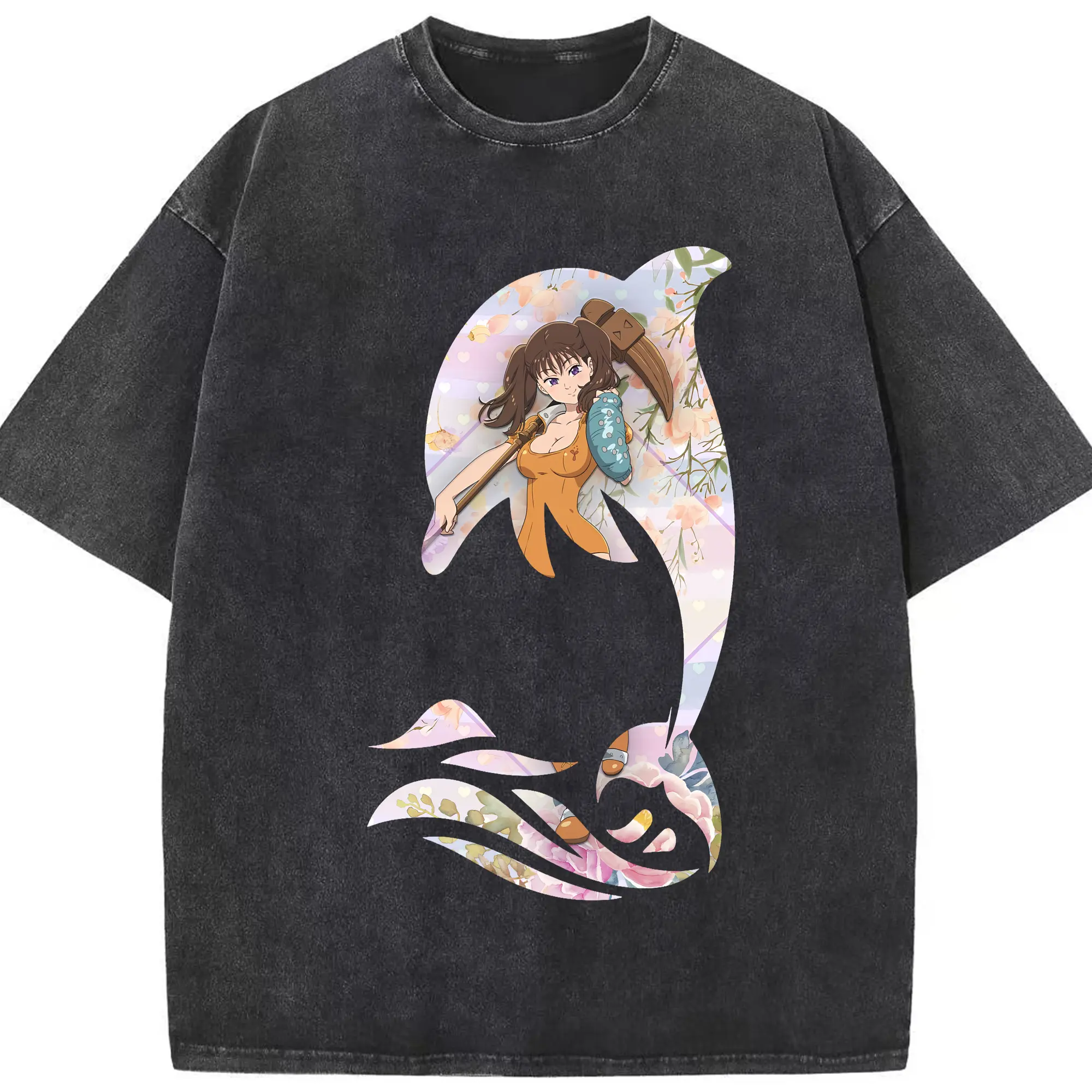 七つの大罪 グッズ ディアンヌ - 綿100％ ヴィンテージ風 半袖Tシャツ ・ フロントプリント ・ 柔らか肌触り ・ 通気性 快適 ・ スポーツ カジュアル 外出用