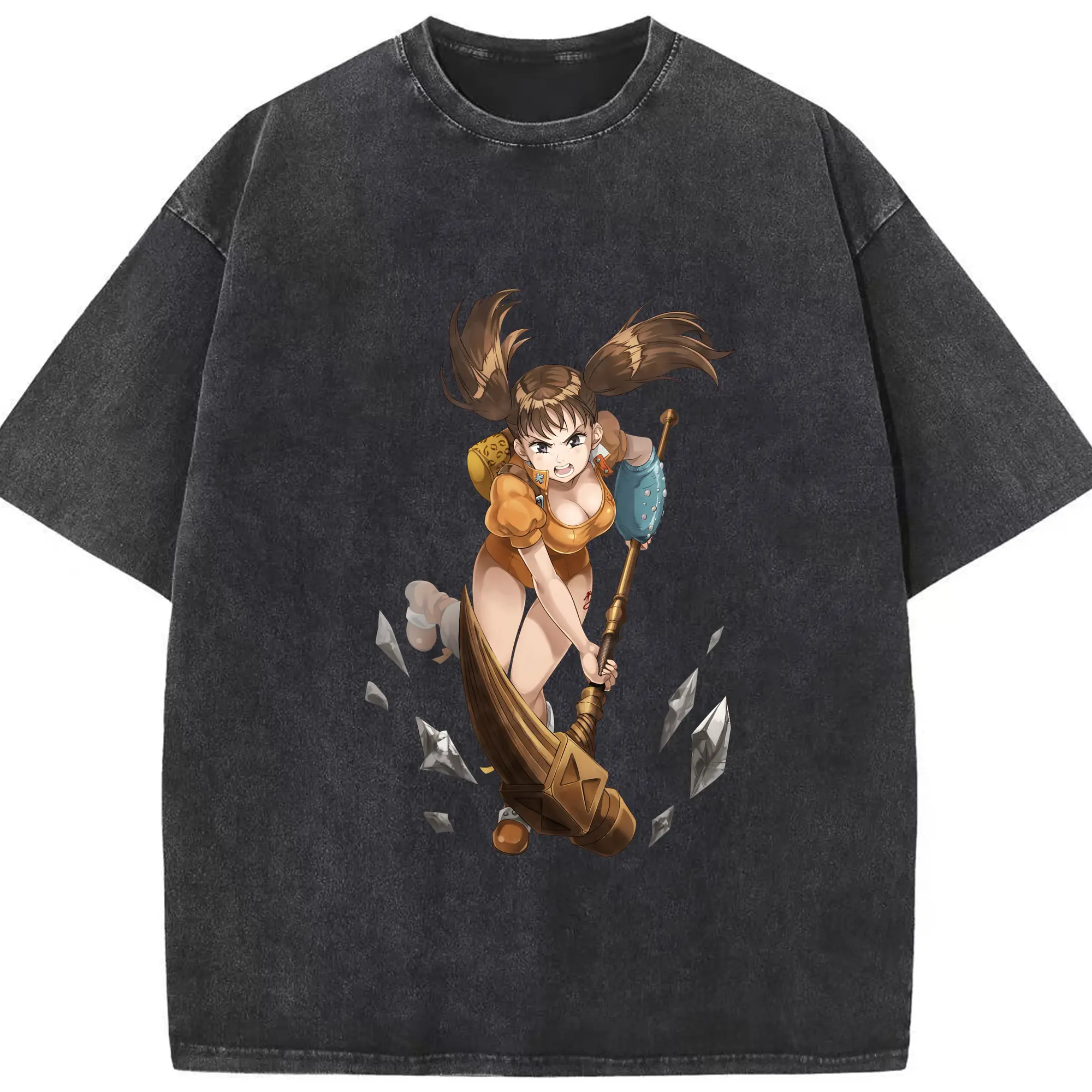 七つの大罪 グッズ ディアンヌ - 綿100％ ヴィンテージ風 半袖Tシャツ ・ フロントプリント ・ 柔らか肌触り ・ 通気性 快適 ・ スポーツ カジュアル 外出用