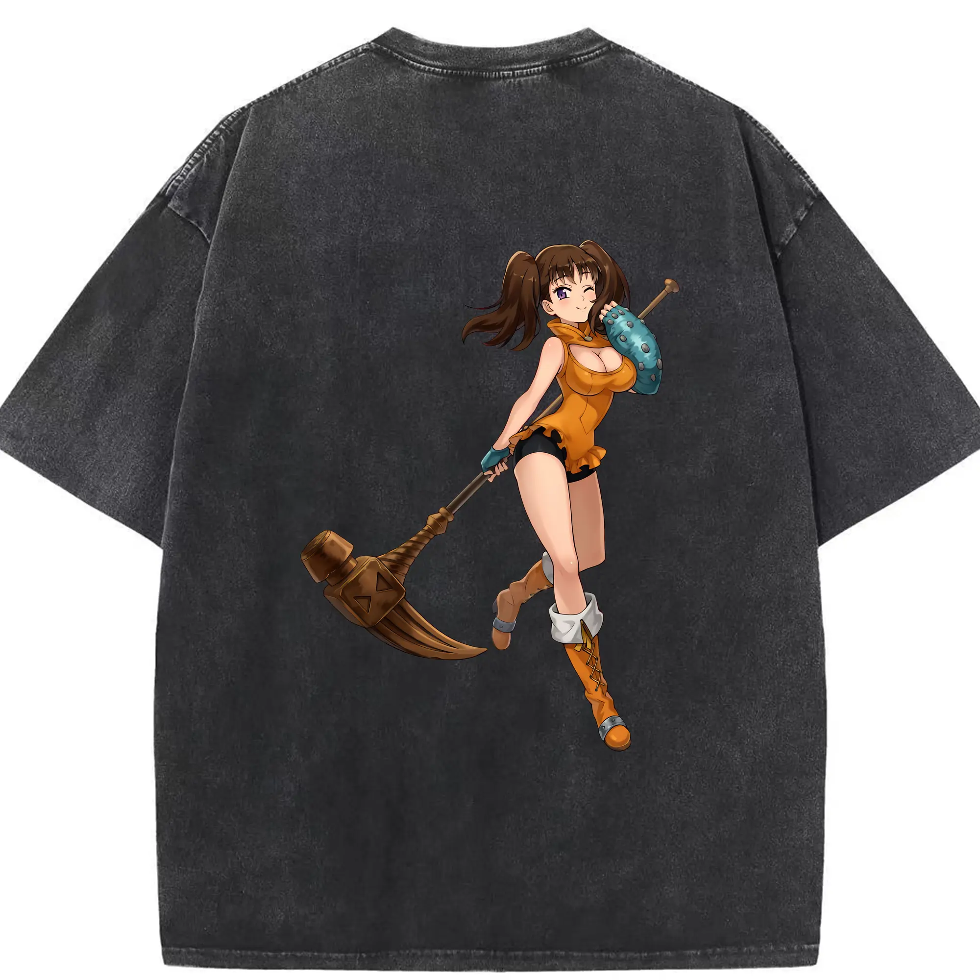 七つの大罪 グッズ ディアンヌ - 綿100％ ヴィンテージ風 半袖Tシャツ ・ 背面プリント ・ 柔らか肌触り ・ 通気性 快適 ・ スポーツ カジュアル 外出用