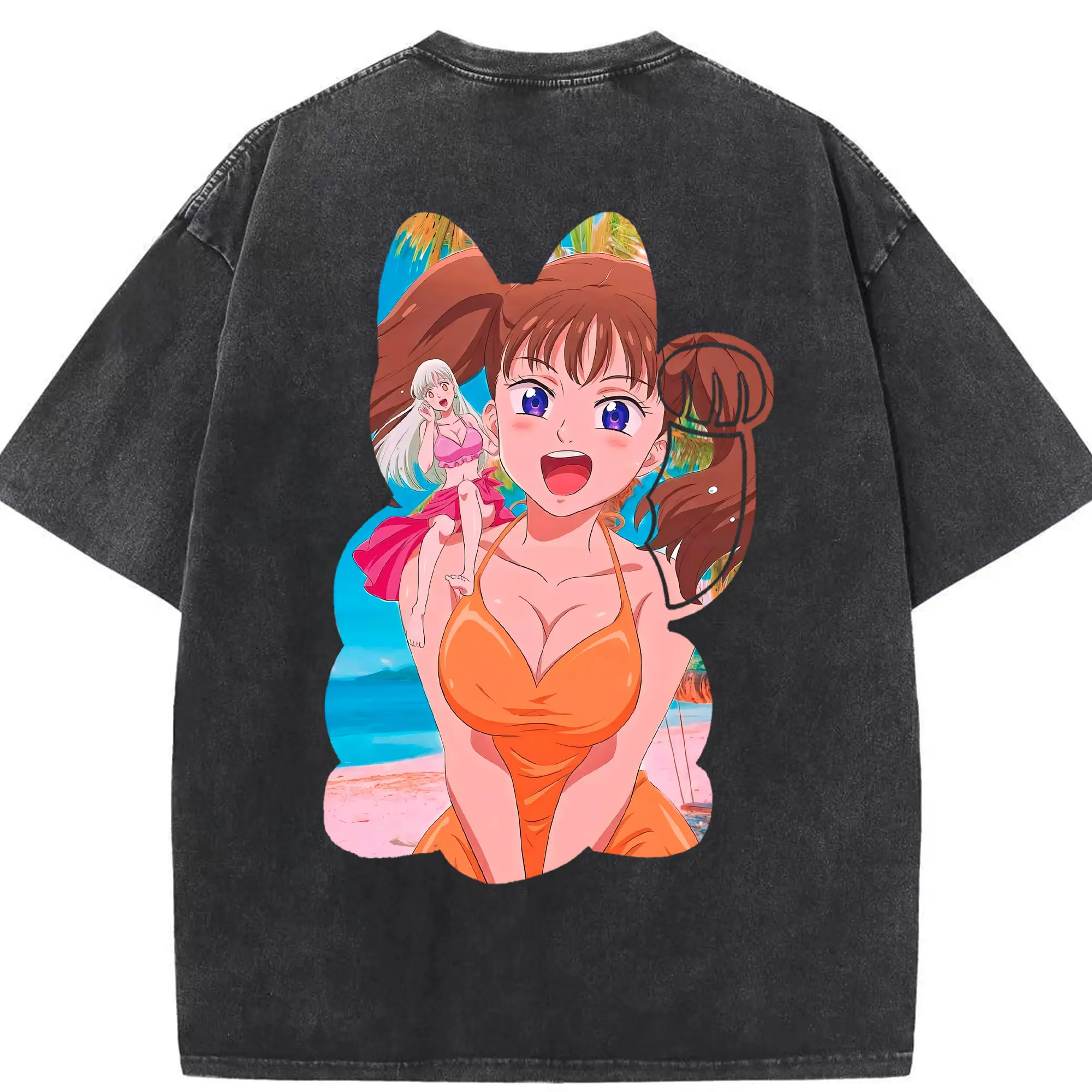 七つの大罪 グッズ ディアンヌ - 綿100％ ヴィンテージ風 半袖Tシャツ ・ 背面プリント ・ 柔らか肌触り ・ 通気性 快適 ・ スポーツ カジュアル 外出用