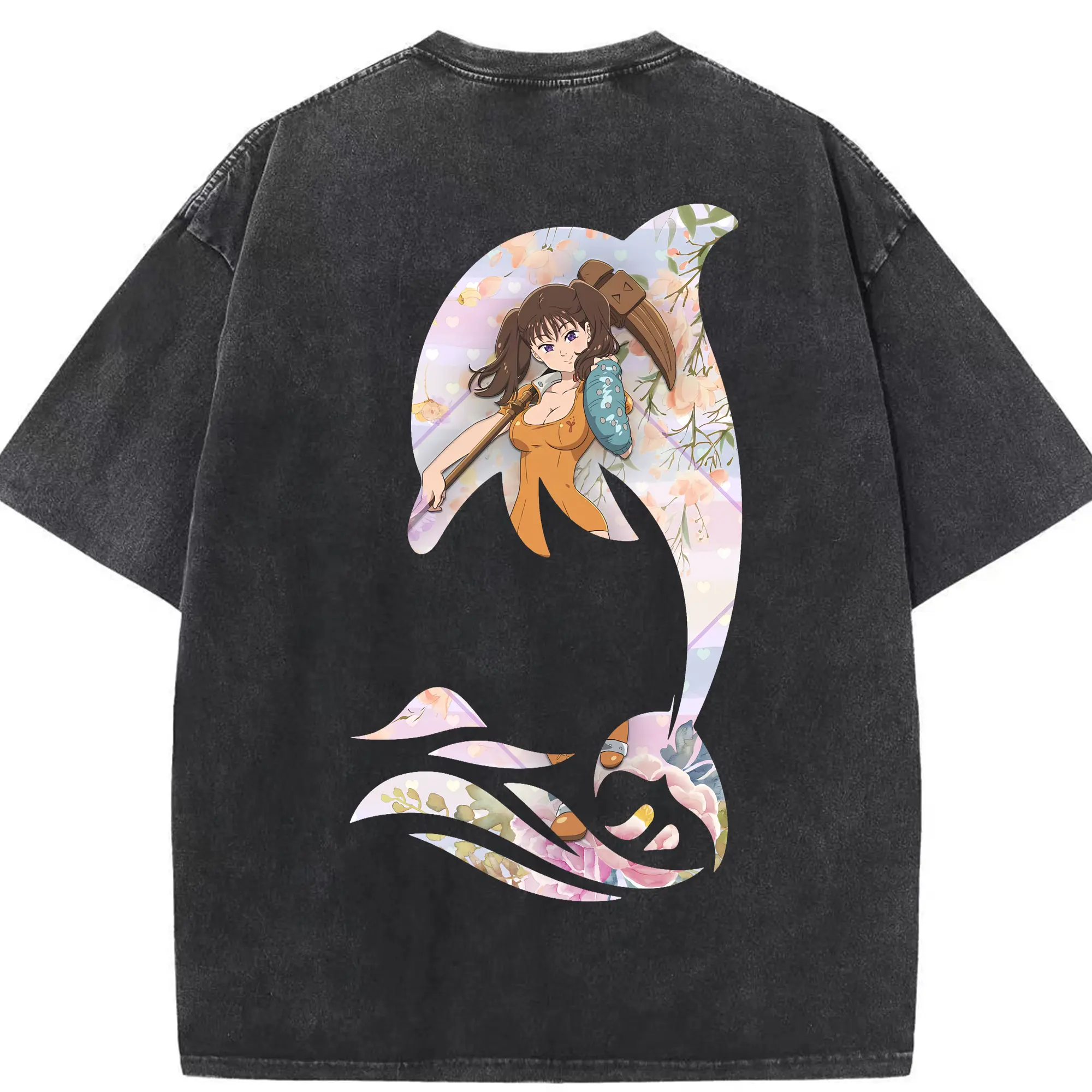 七つの大罪 グッズ ディアンヌ - 綿100％ ヴィンテージ風 半袖Tシャツ ・ 背面プリント ・ 柔らか肌触り ・ 通気性 快適 ・ スポーツ カジュアル 外出用