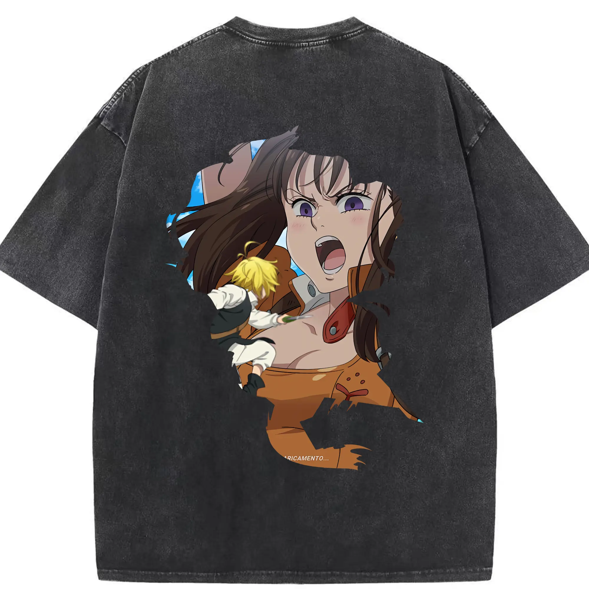 七つの大罪 グッズ ディアンヌ - 綿100％ ヴィンテージ風 半袖Tシャツ ・ 背面プリント ・ 柔らか肌触り ・ 通気性 快適 ・ スポーツ カジュアル 外出用