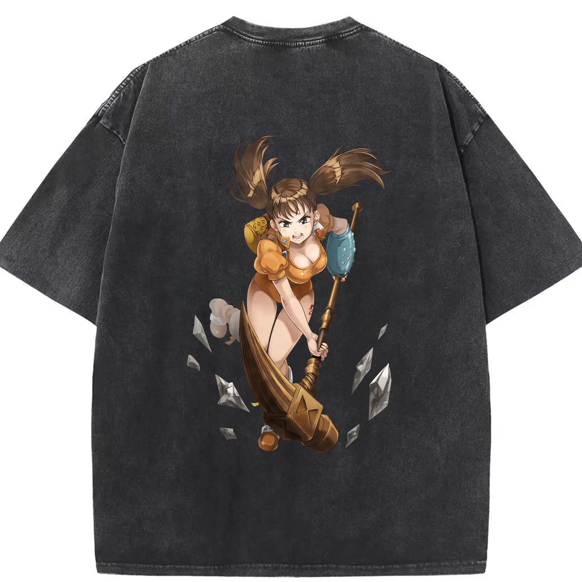 七つの大罪 グッズ ディアンヌ - 綿100％ ヴィンテージ風 半袖Tシャツ ・ 背面プリント ・ 柔らか肌触り ・ 通気性 快適 ・ スポーツ カジュアル 外出用