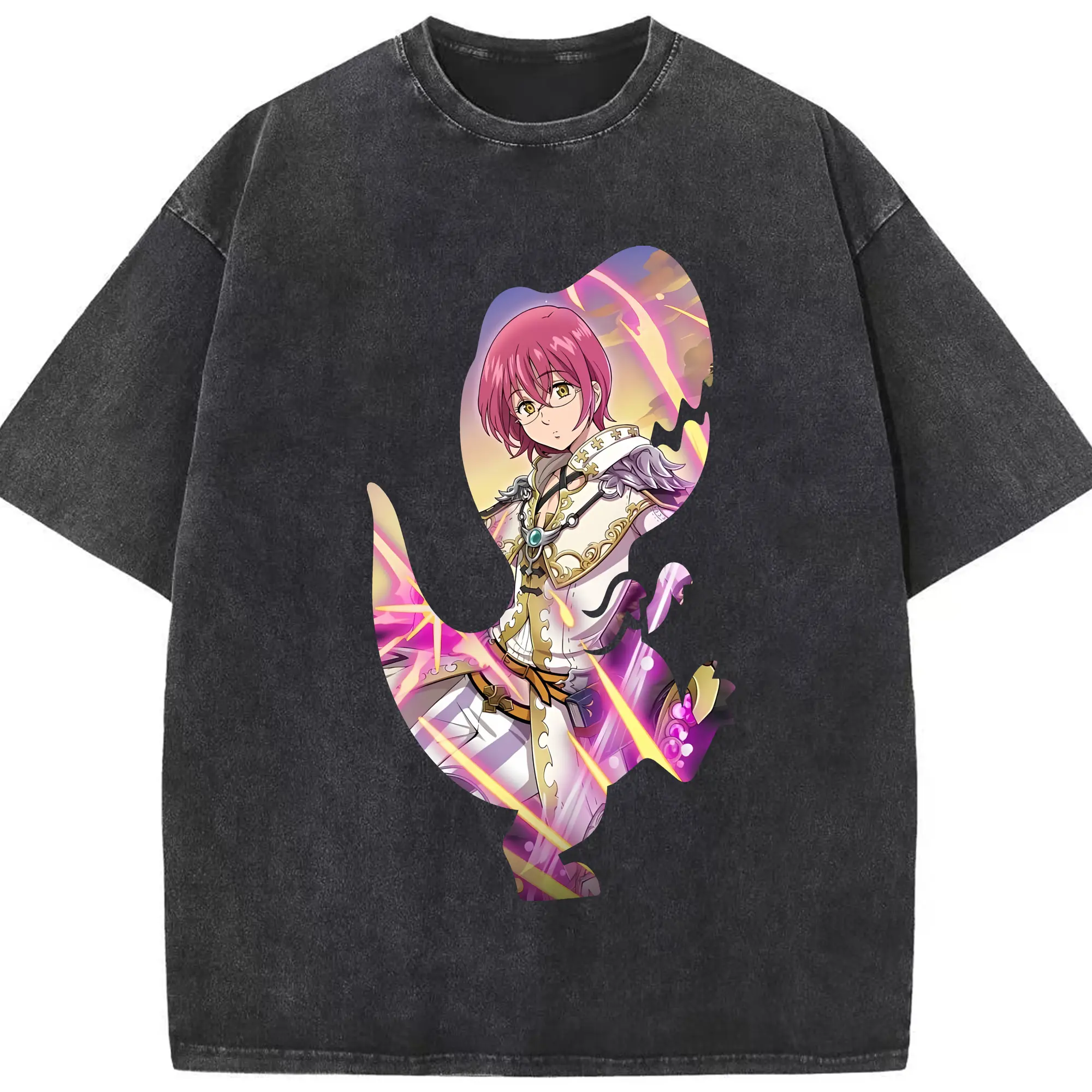 七つの大罪 グッズ ゴウセル - 綿100％ ヴィンテージ風 半袖Tシャツ ・ フロントプリント ・ 柔らか肌触り ・ 通気性 快適 ・ スポーツ カジュアル 外出用