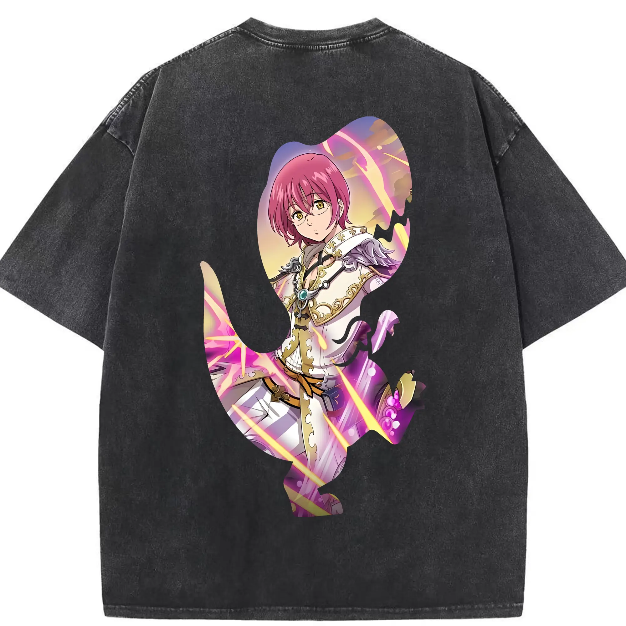 七つの大罪 グッズ ゴウセル - 綿100％ ヴィンテージ風 半袖Tシャツ ・ 背面プリント ・ 柔らか肌触り ・ 通気性 快適 ・ スポーツ カジュアル 外出用