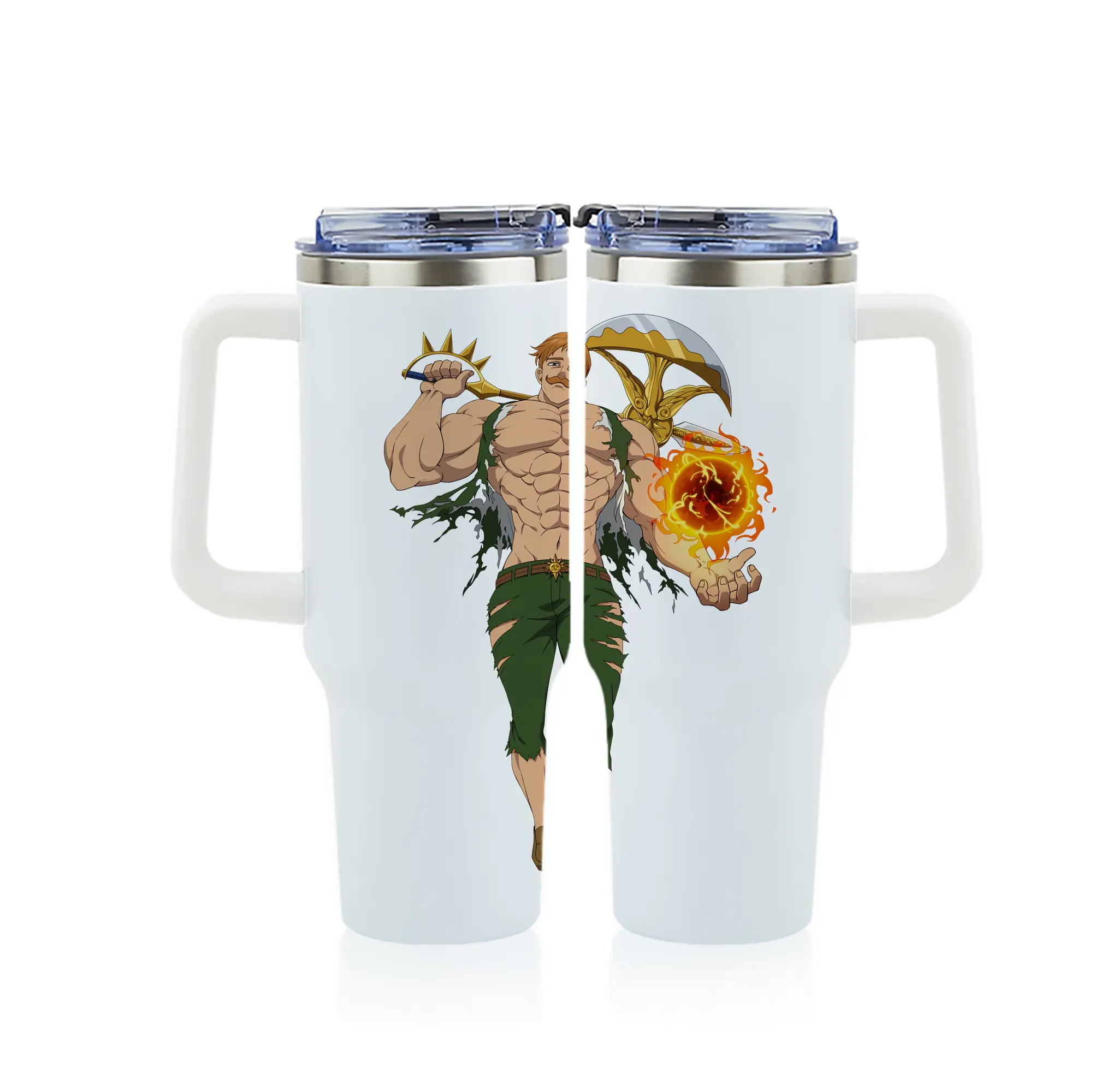 七つの大罪 グッズ エスカノール - 1200mL フルプリント車用タンブラー ・ 304ステンレス 内側 ・ 201ステンレス 外側 ・ 保温 保冷 ・ 通勤 ドライブ アウトドア用