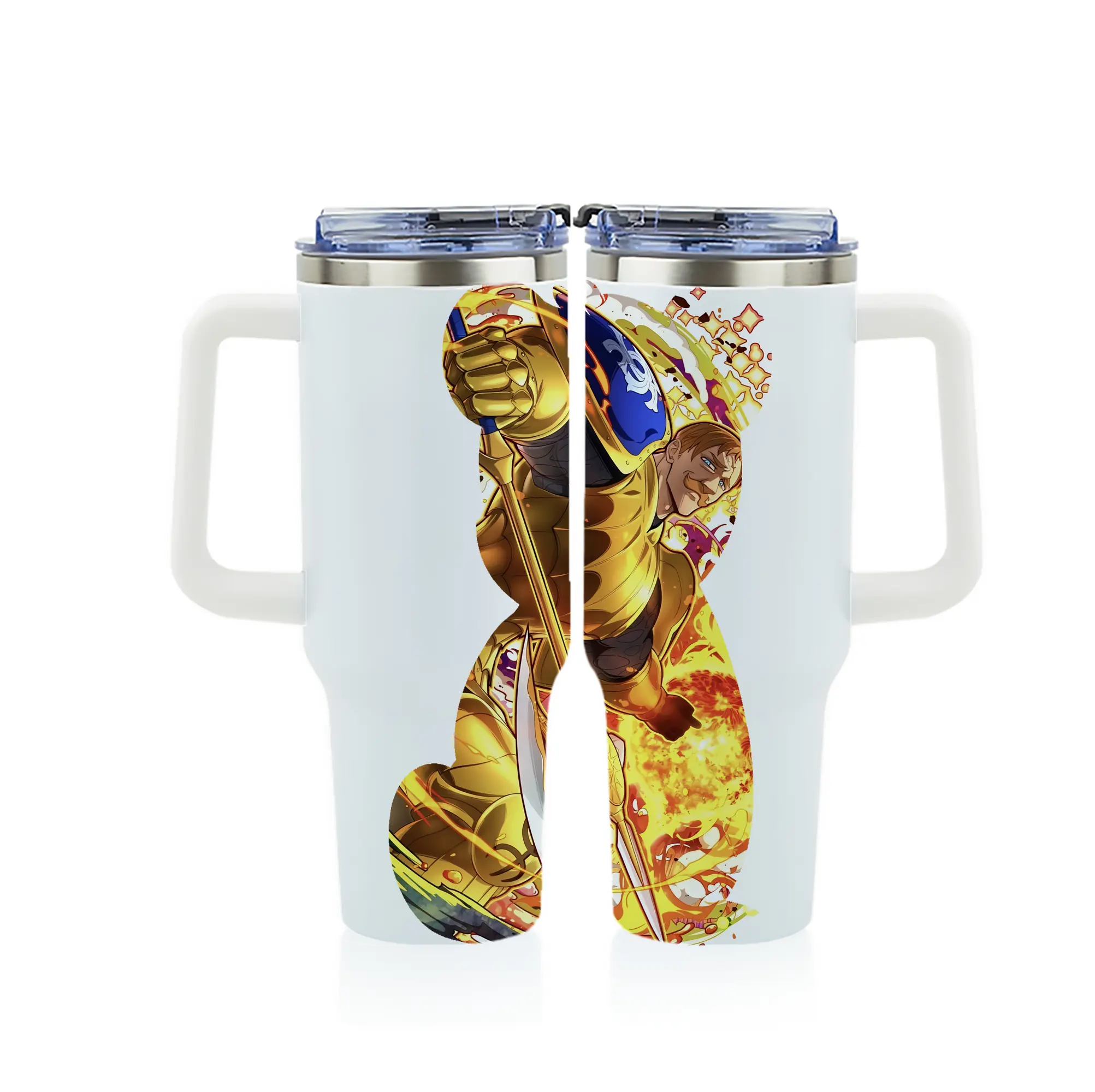 七つの大罪 グッズ エスカノール - 1200mL フルプリント車用タンブラー ・ 304ステンレス 内側 ・ 201ステンレス 外側 ・ 保温 保冷 ・ 通勤 ドライブ アウトドア用